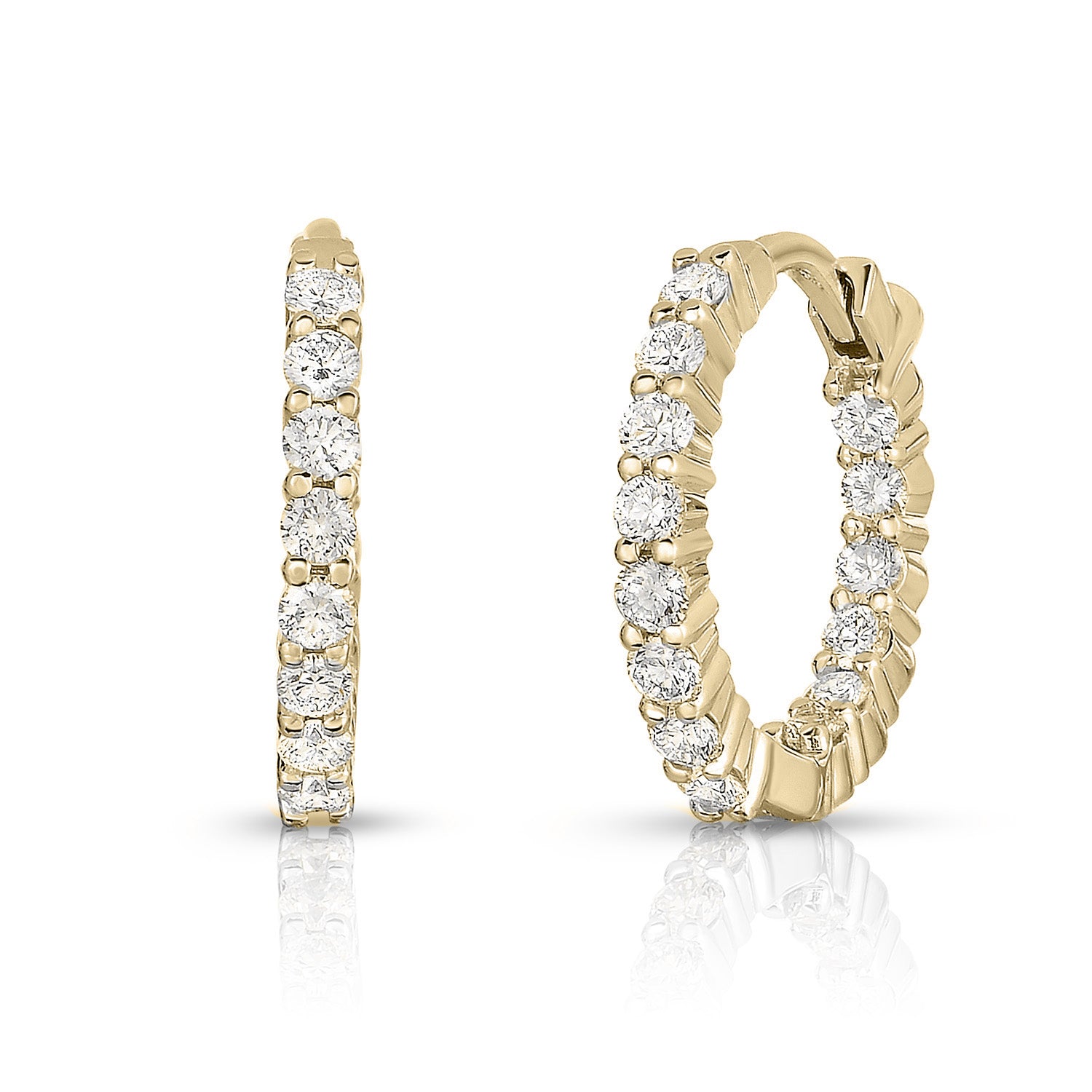 18K YELLOW GOLD THE PERFECT DIAMOND HOOP® INSIDE OUTSIDE EARRINGS