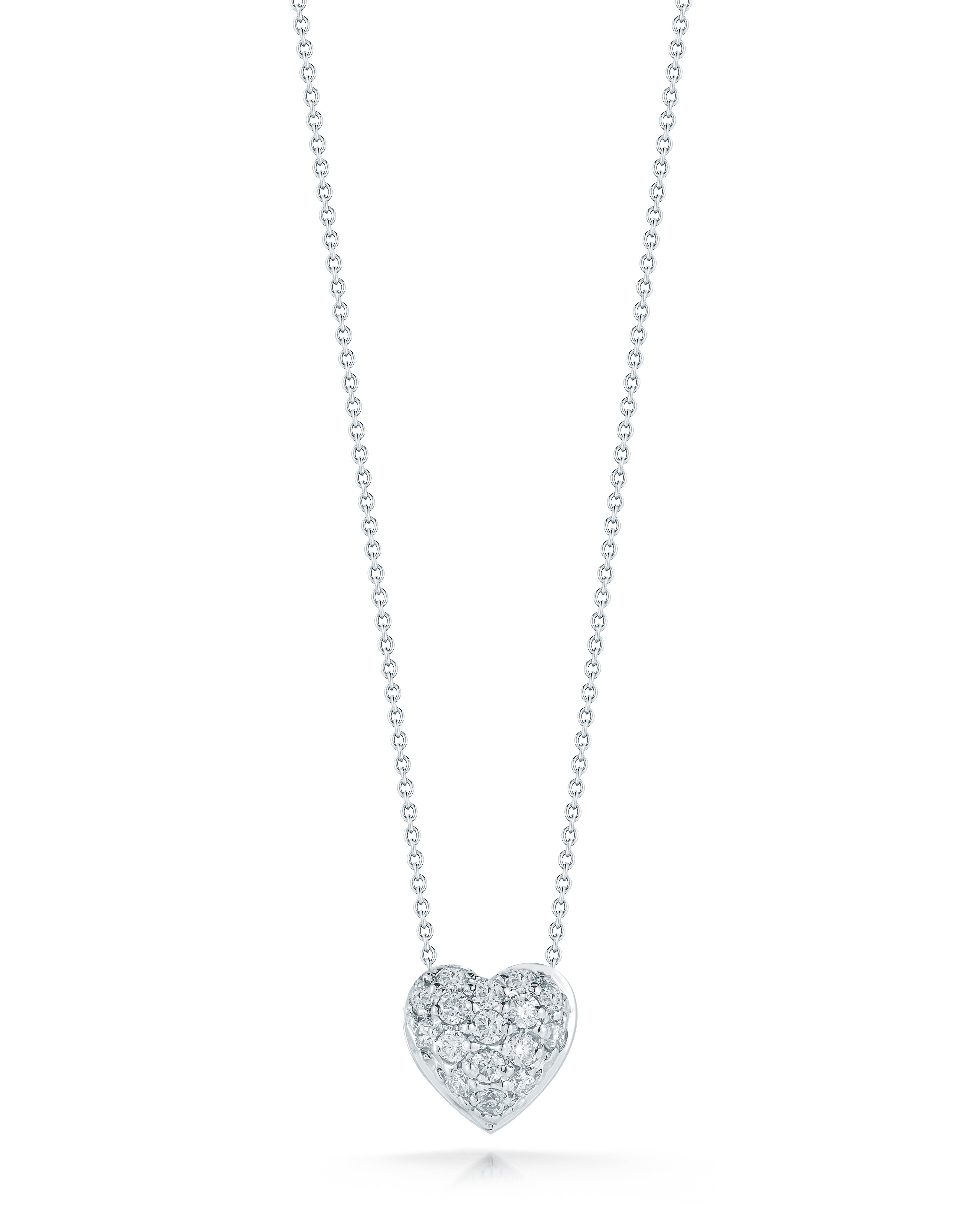 18K WHITE GOLD TINY TREASURES DIAMOND PUFFED HEART NECKLACE