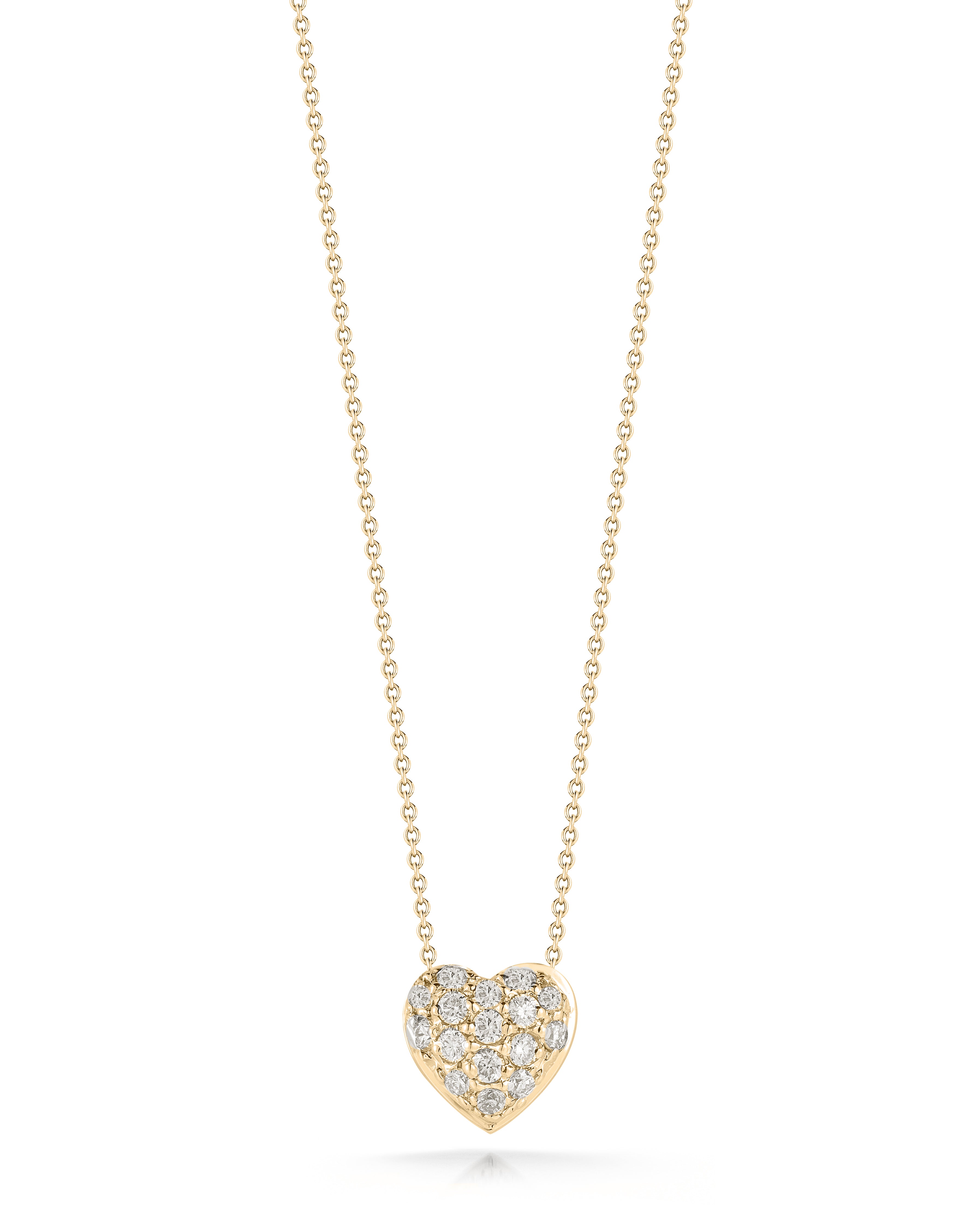 18K YELLOW GOLD TINY TREASURES DIAMOND PUFFED HEART NECKLACE