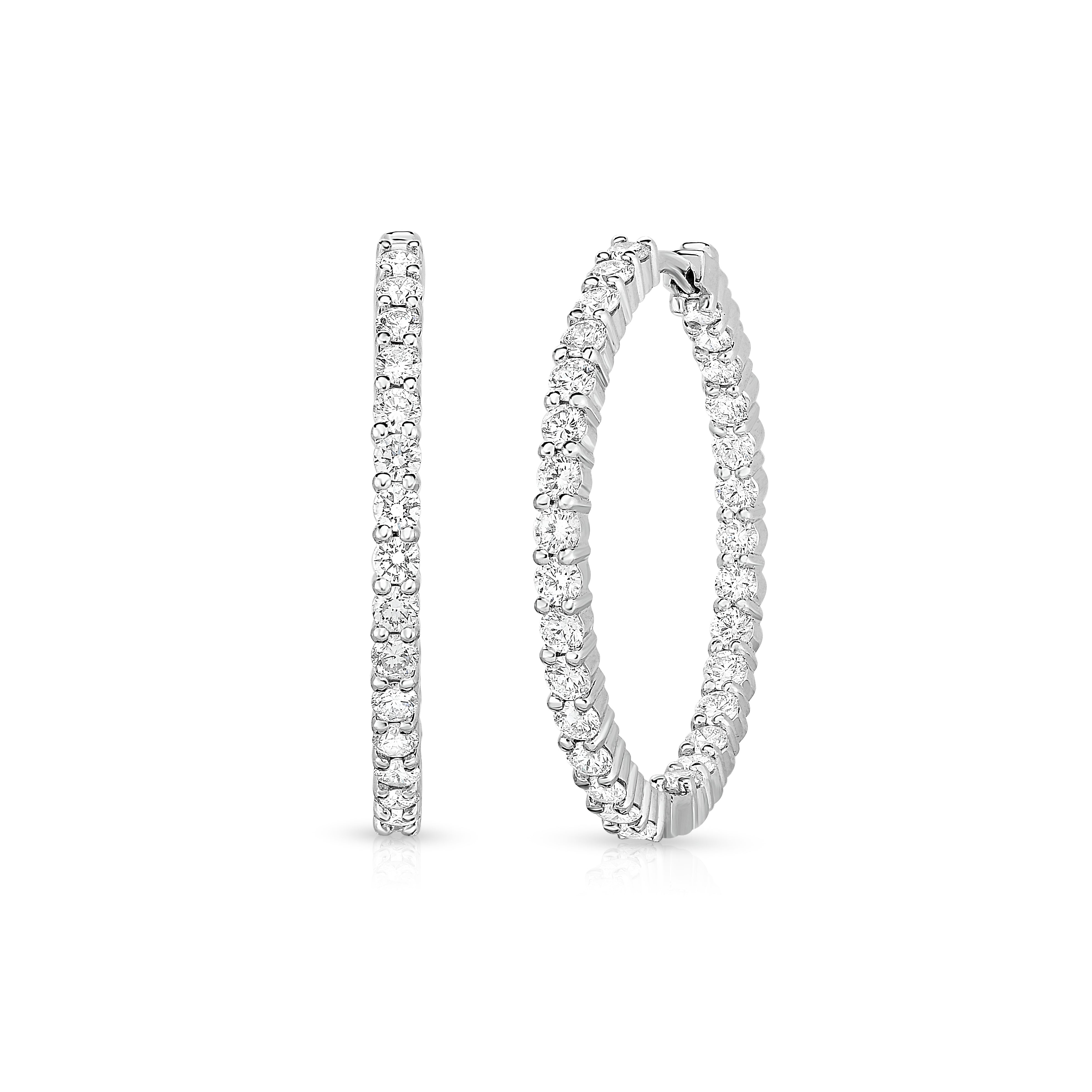 18K WHITE GOLD THE PERFECT DIAMOND HOOP® INSIDE OUTSIDE EARRINGS