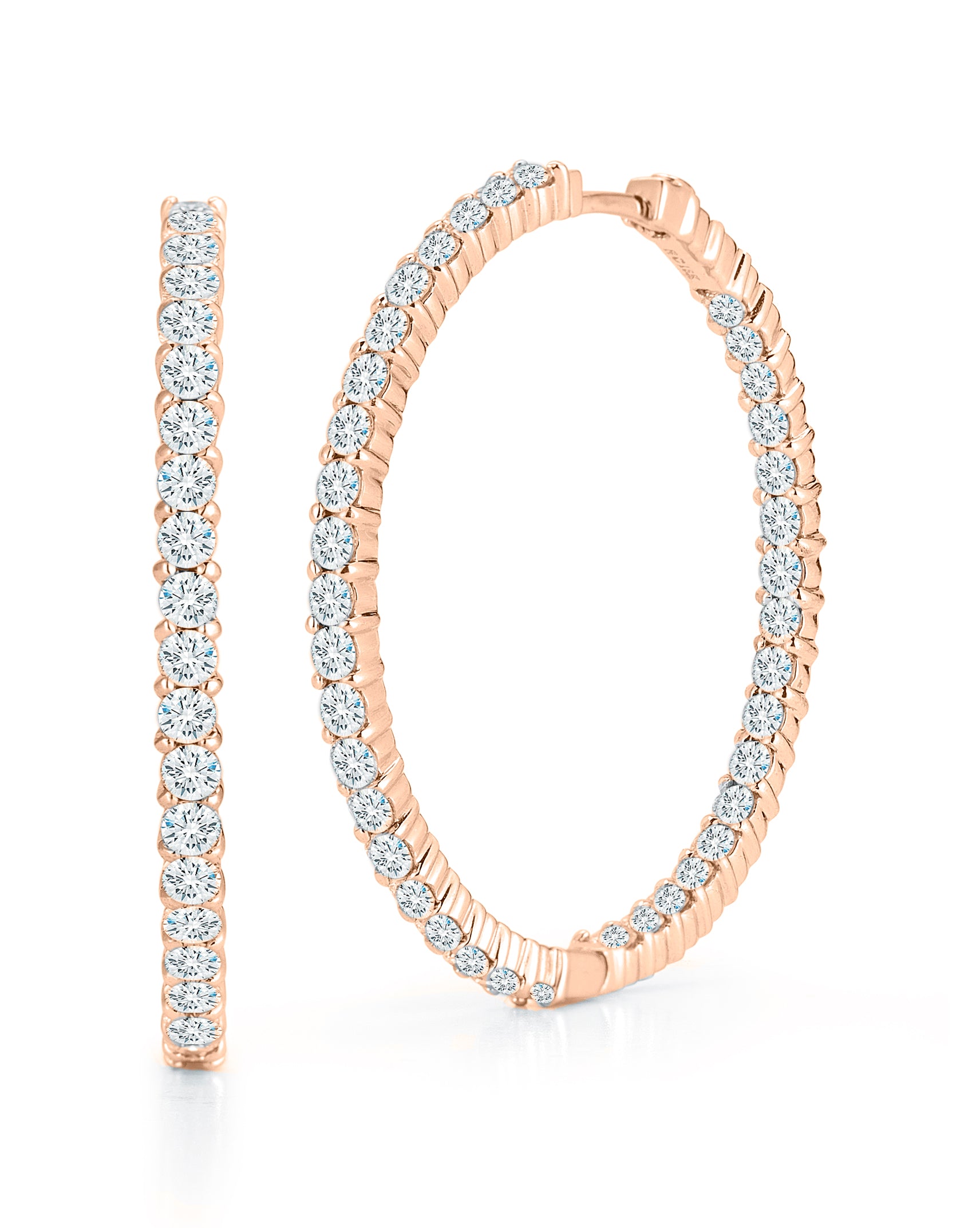 18K ROSE GOLD THE PERFECT DIAMOND HOOP® INSIDE OUTSIDE EARRINGS