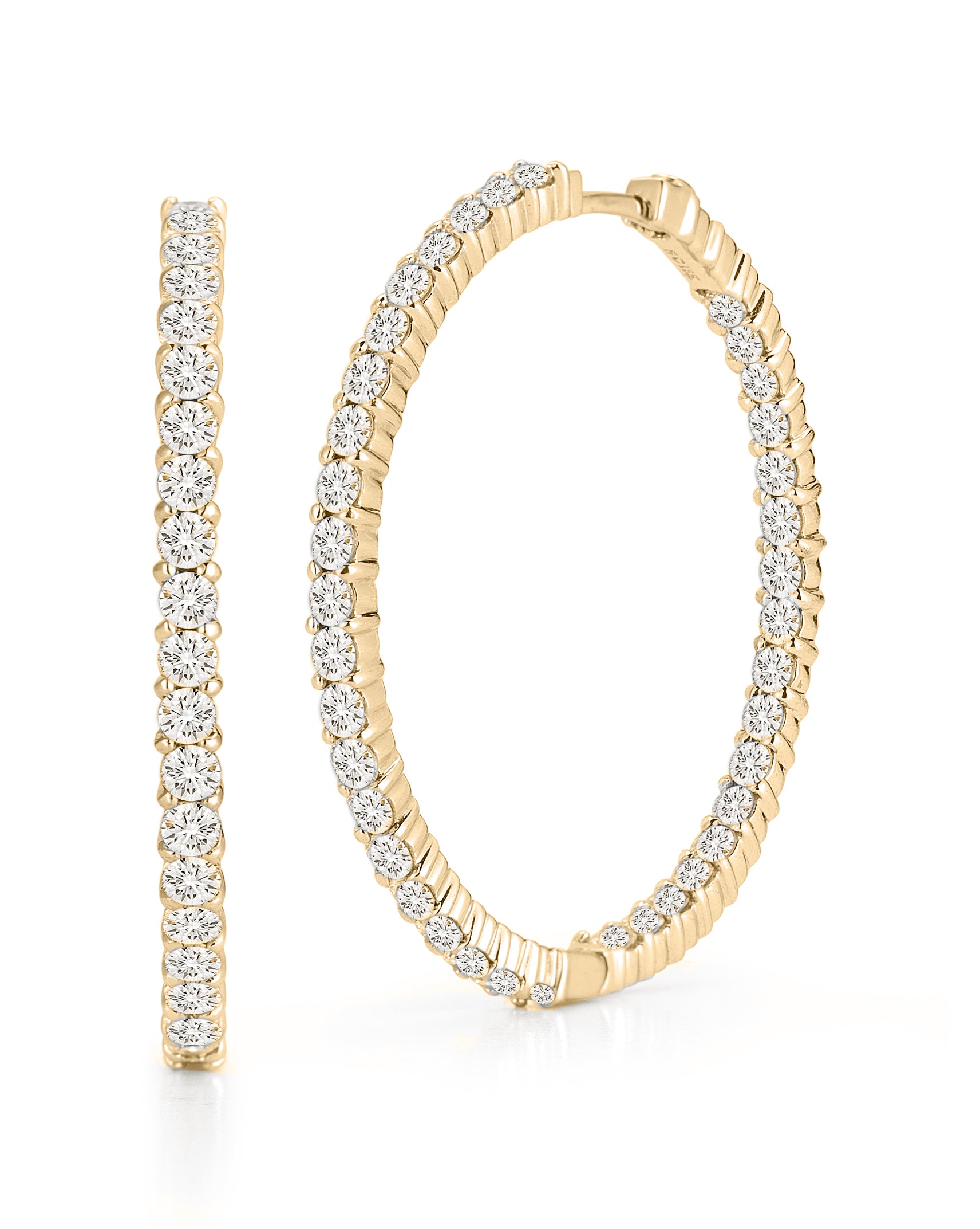 18K YELLOW GOLD THE PERFECT DIAMOND HOOP® INSIDE OUTSIDE EARRINGS
