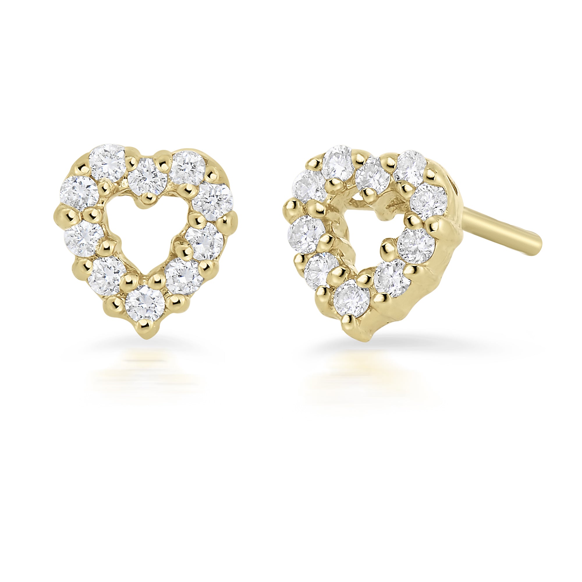 18K YELLOW GOLD TINY TREASURES DIAMOND HEART STUD EARRINGS