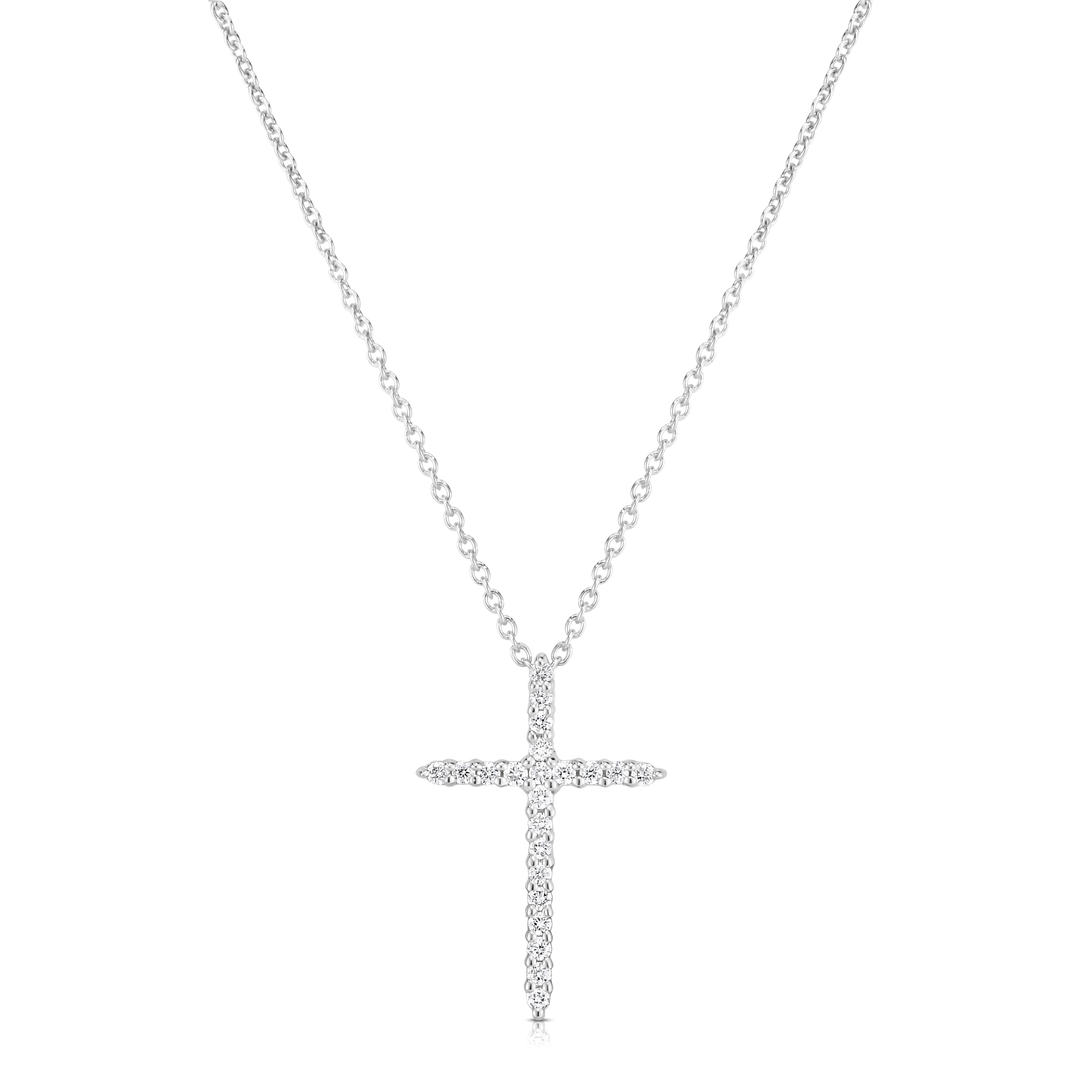 18K WHITE GOLD TINY TREASURES DIAMOND SLIVER CROSS NECKLACE