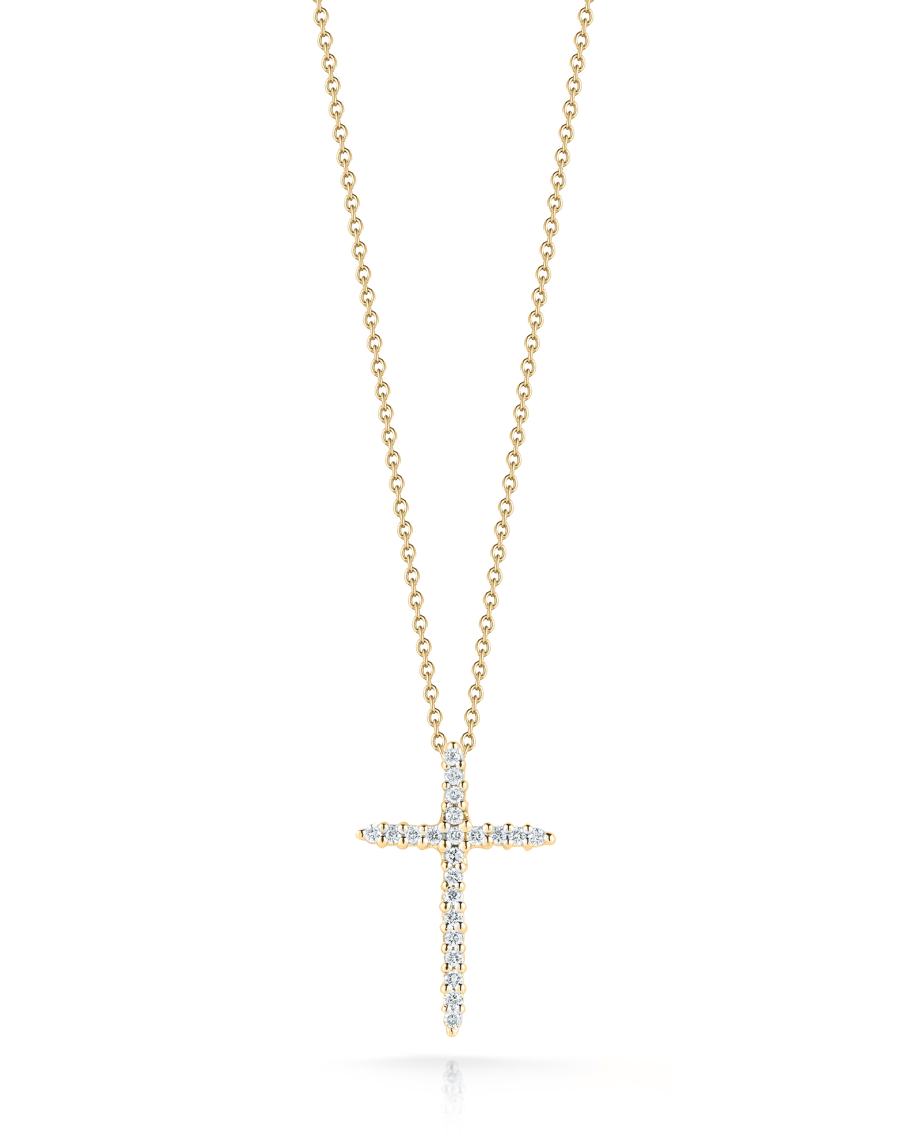 18K YELLOW GOLD TINY TREASURES DIAMOND SLIVER CROSS NECKLACE