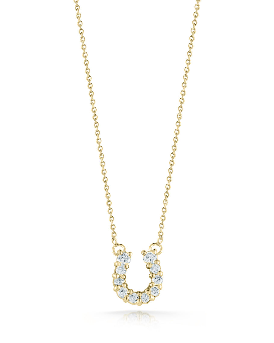 18K YELLOW GOLD TINY TREASURES DIAMOND HORSESHOE NECKLACE