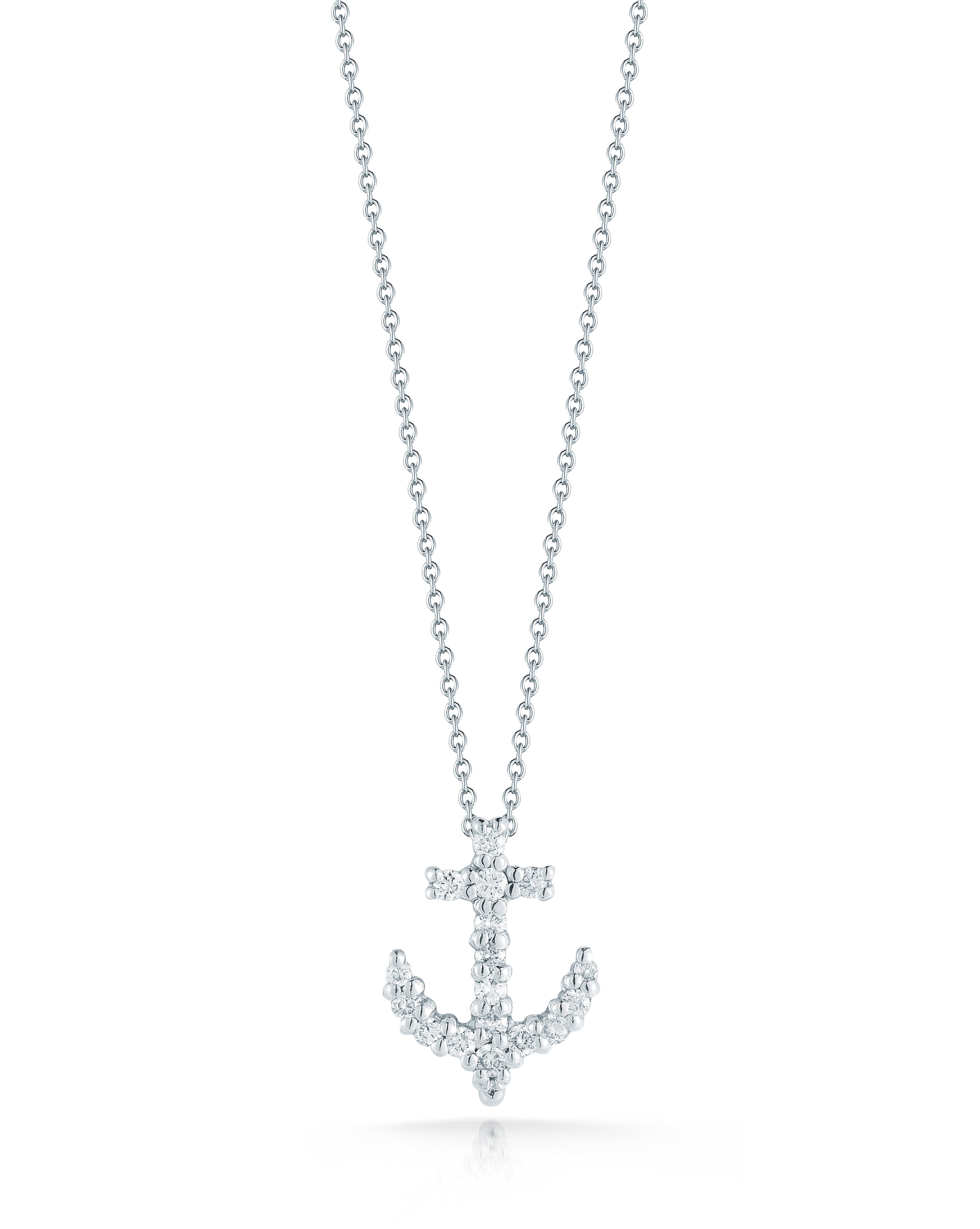 18K WHITE GOLD TINY TREASURES DIAMOND ANCHOR NECKLACE