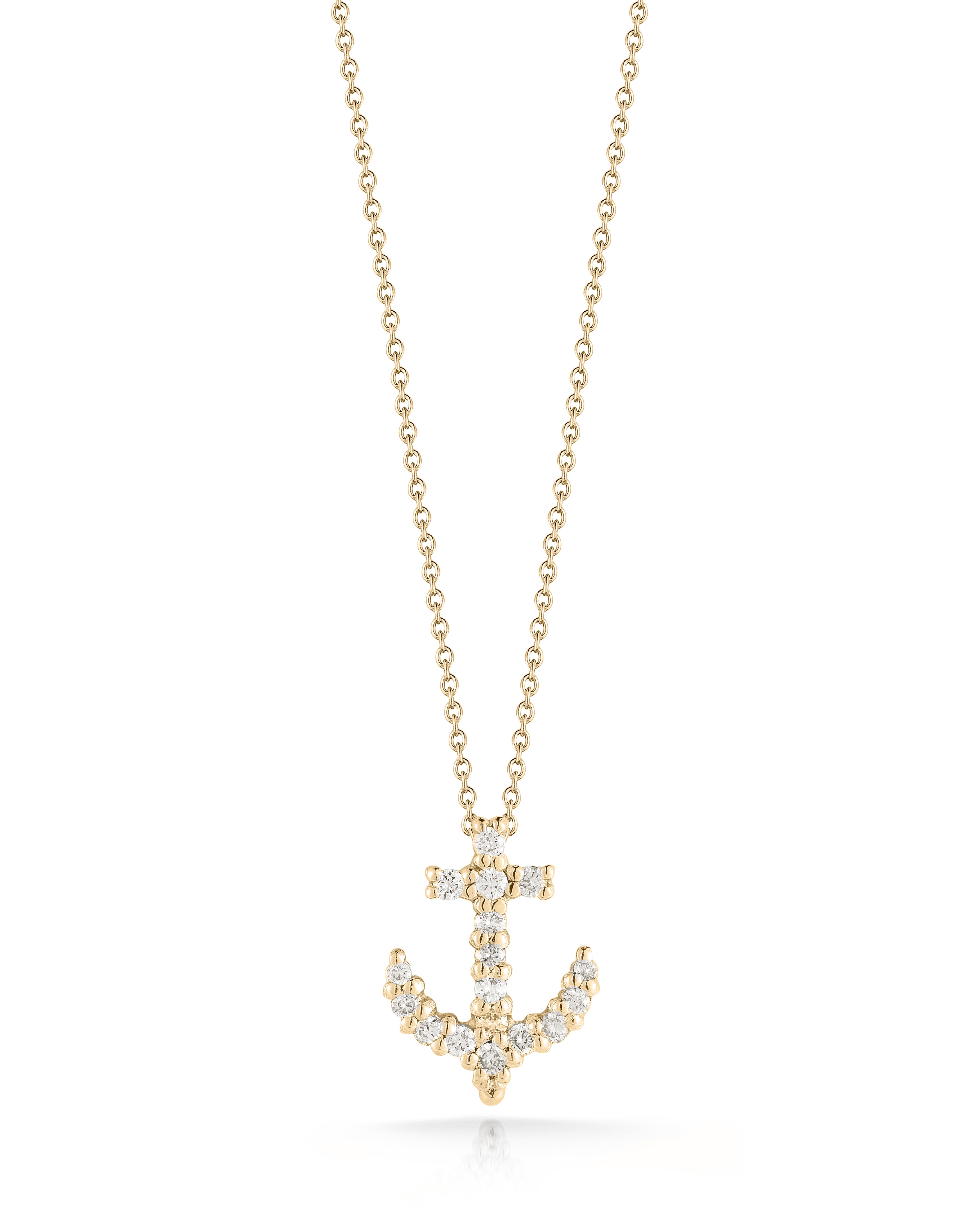 18K YELLOW GOLD TINY TREASURES DIAMOND ANCHOR NECKLACE