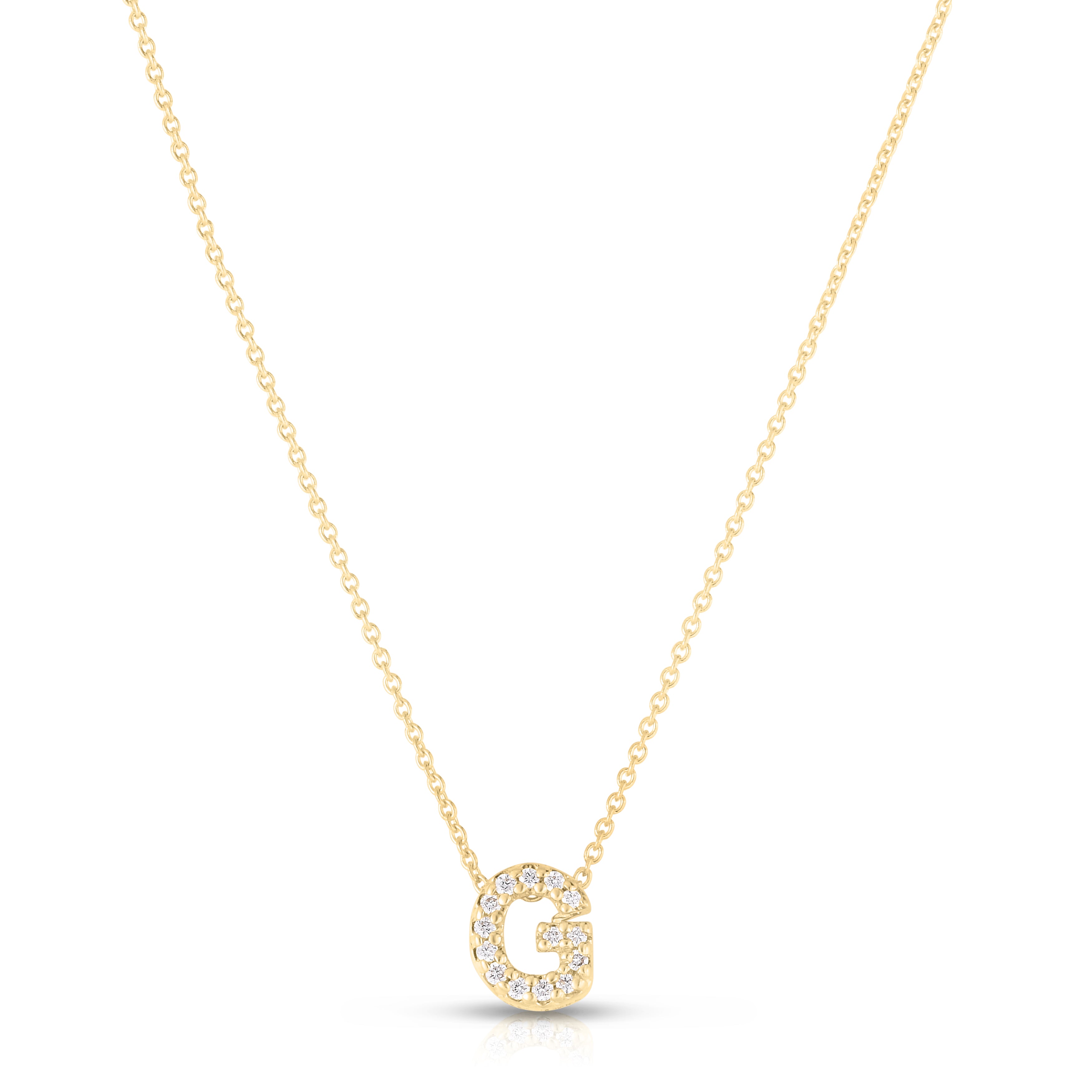 18K YELLOW GOLD TINY TREASURES DIAMOND LOVE LETTER "G" NECKLACE