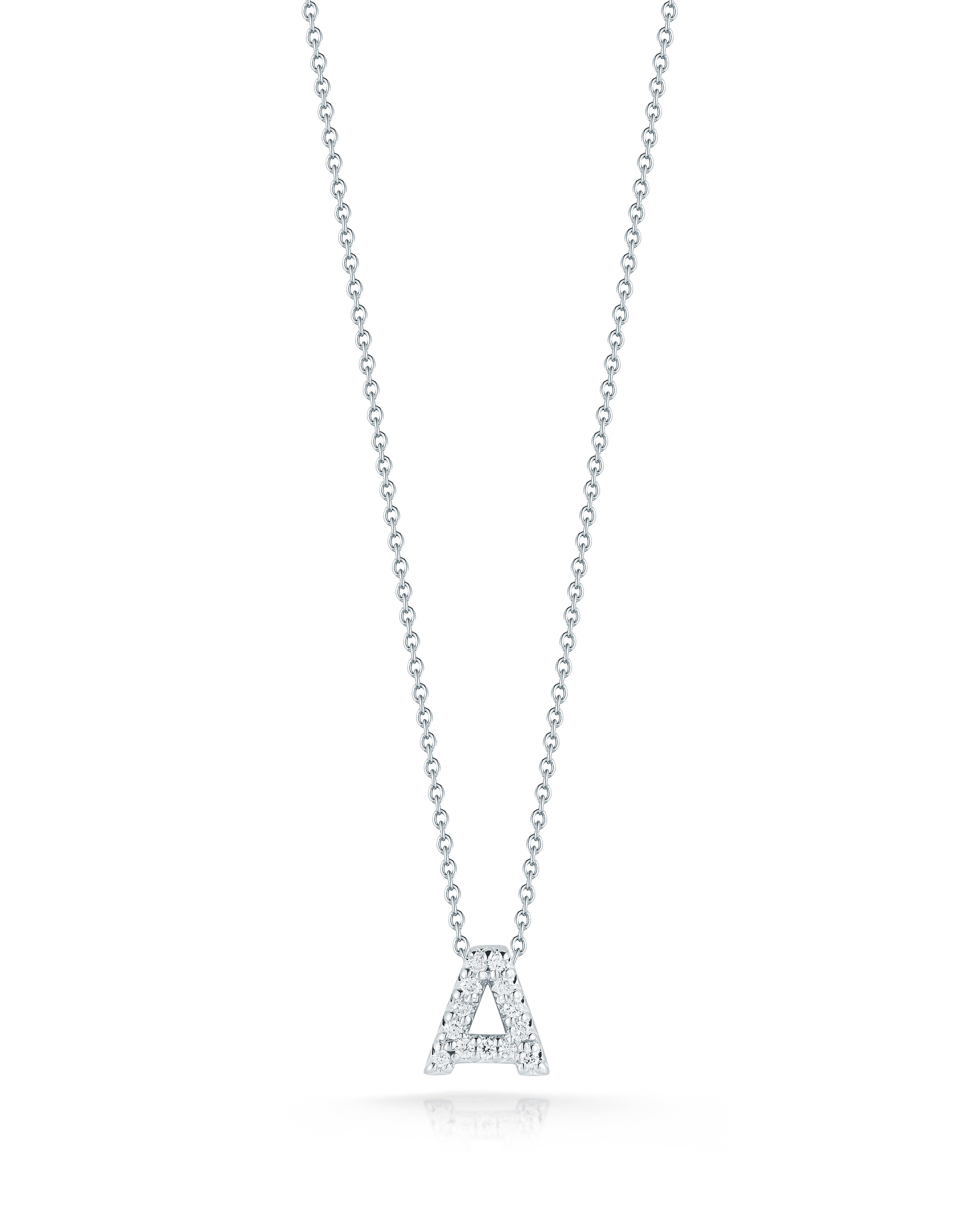 18K WHITE GOLD TINY TREASURES DIAMOND LOVE LETTER "A" NECKLACE