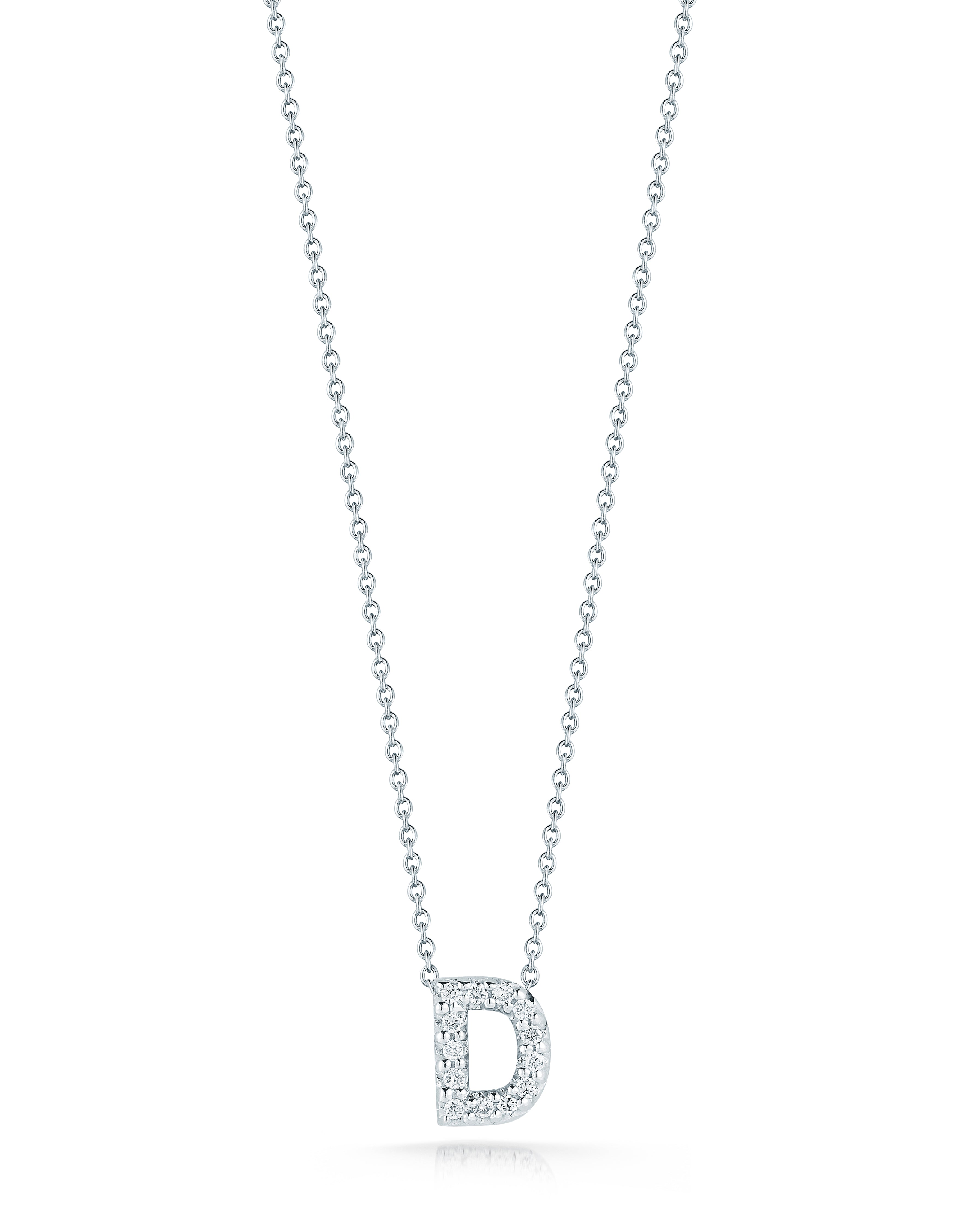 18K WHITE GOLD TINY TREASURES DIAMOND LOVE LETTER "D" NECKLACE