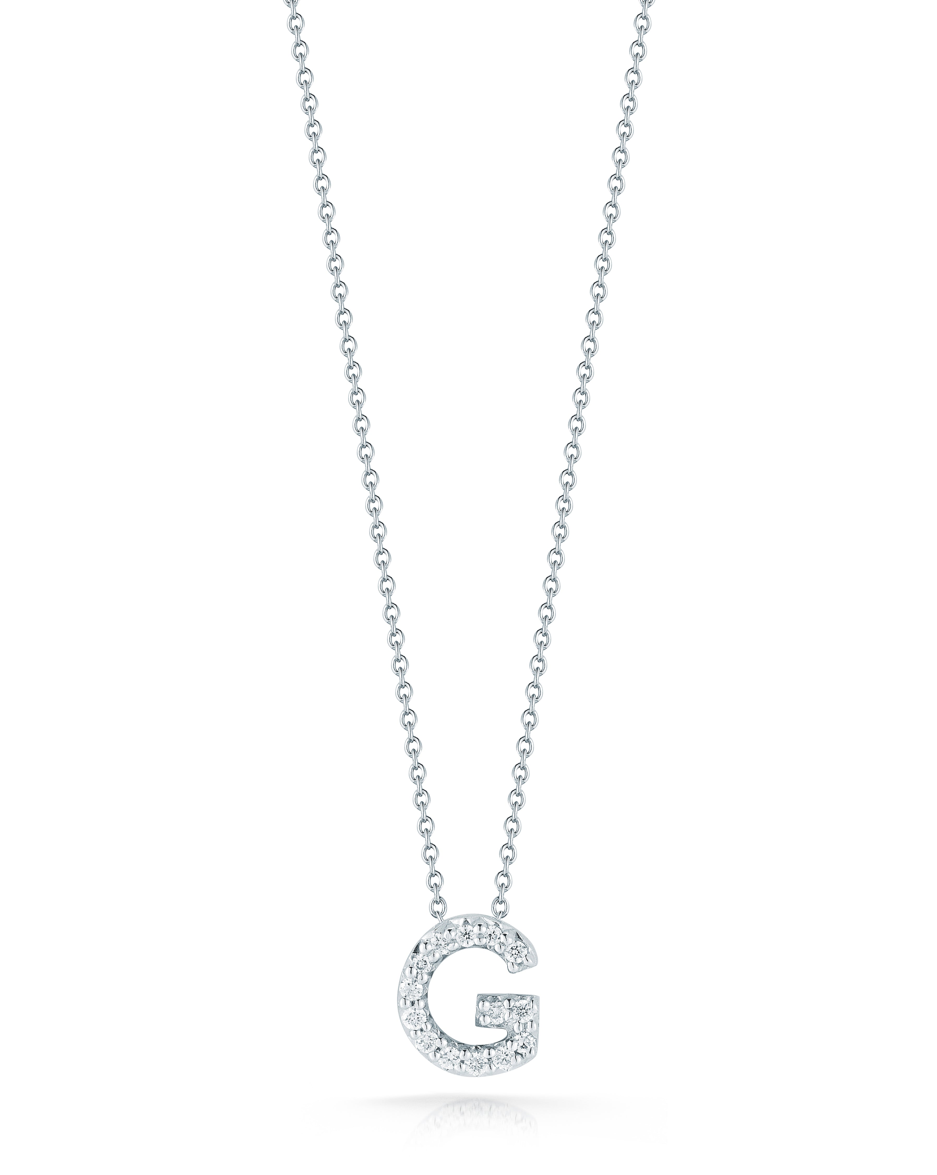 18K WHITE GOLD TINY TREASURES DIAMOND LOVE LETTER "G" NECKLACE