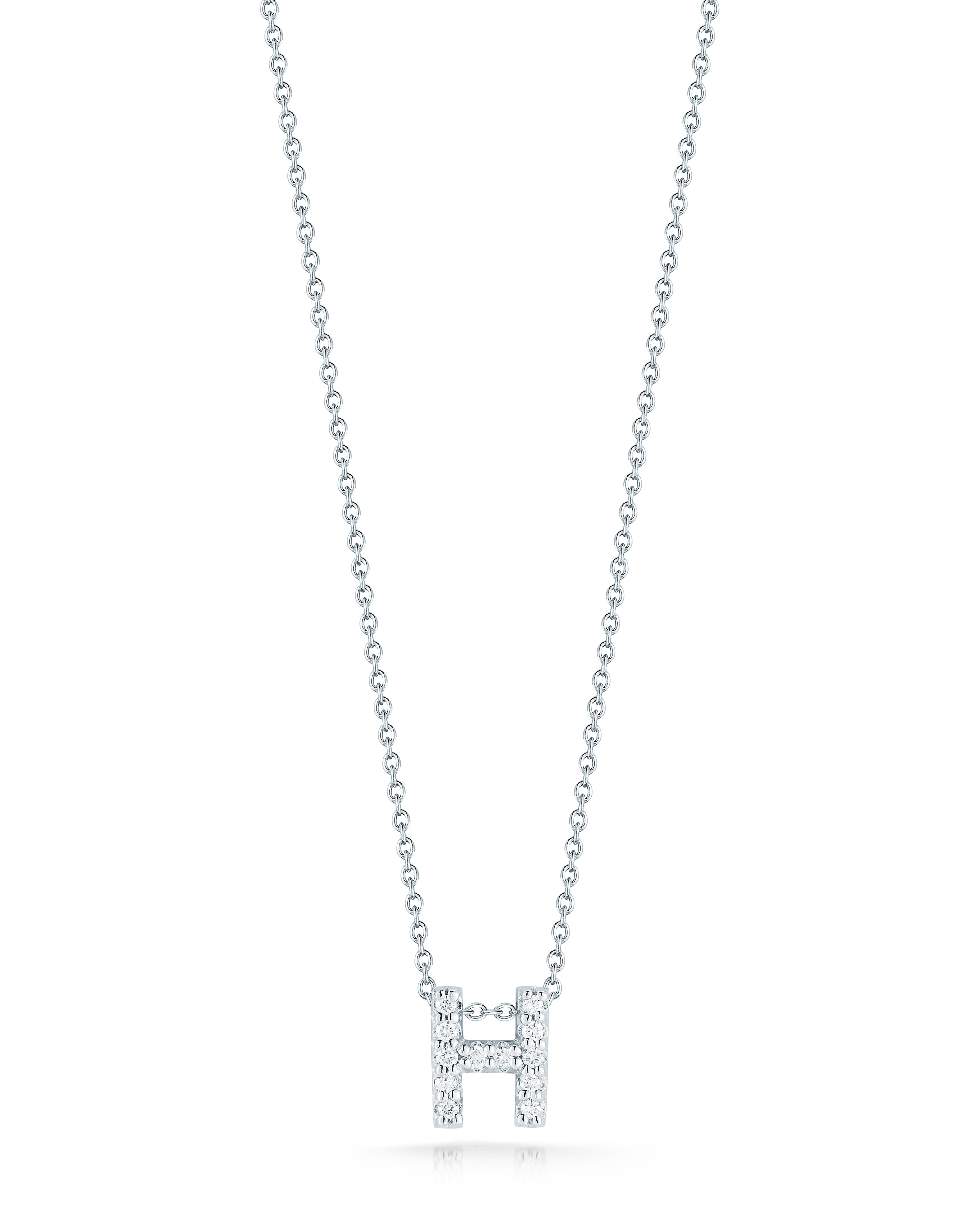 18K WHITE GOLD TINY TREASURES DIAMOND LOVE LETTER "H" NECKLACE