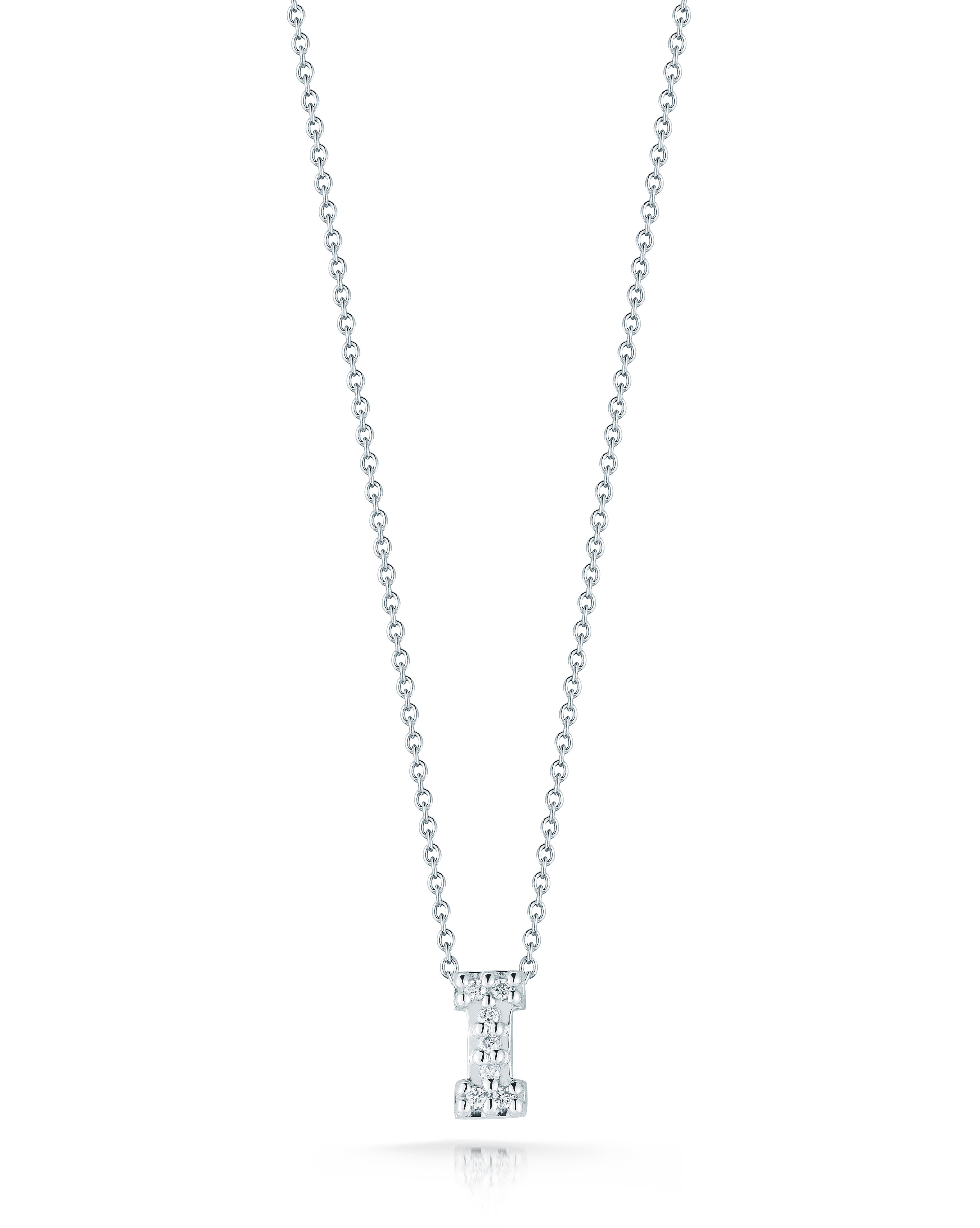 18K WHITE GOLD TINY TREASURES DIAMOND LOVE LETTER "I" NECKLACE