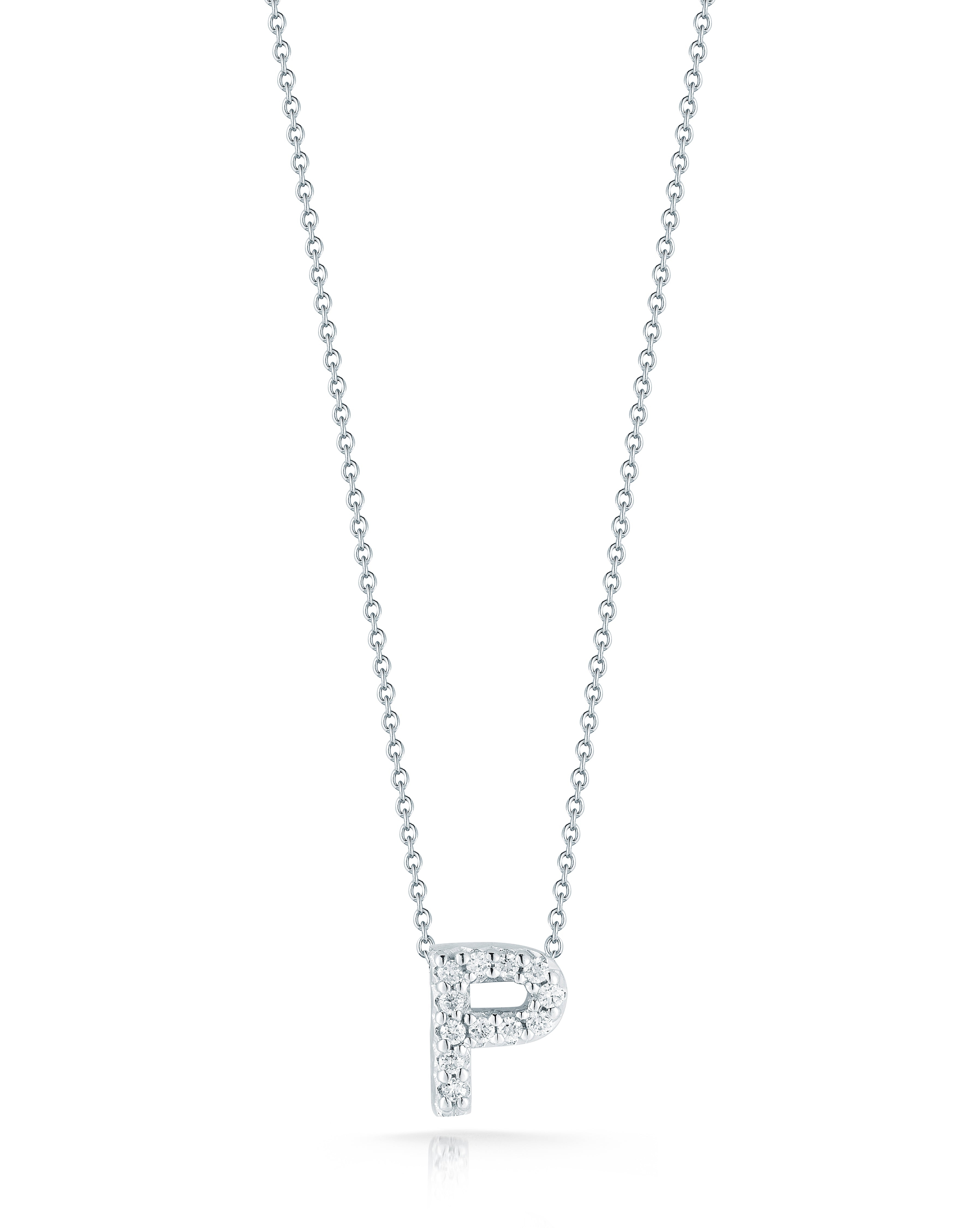 18K WHITE GOLD TINY TREASURES DIAMOND LOVE LETTER "P" NECKLACE