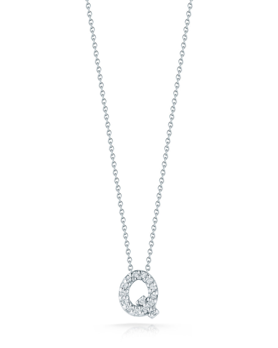18K WHITE GOLD TINY TREASURES DIAMOND LOVE LETTER "Q" NECKLACE