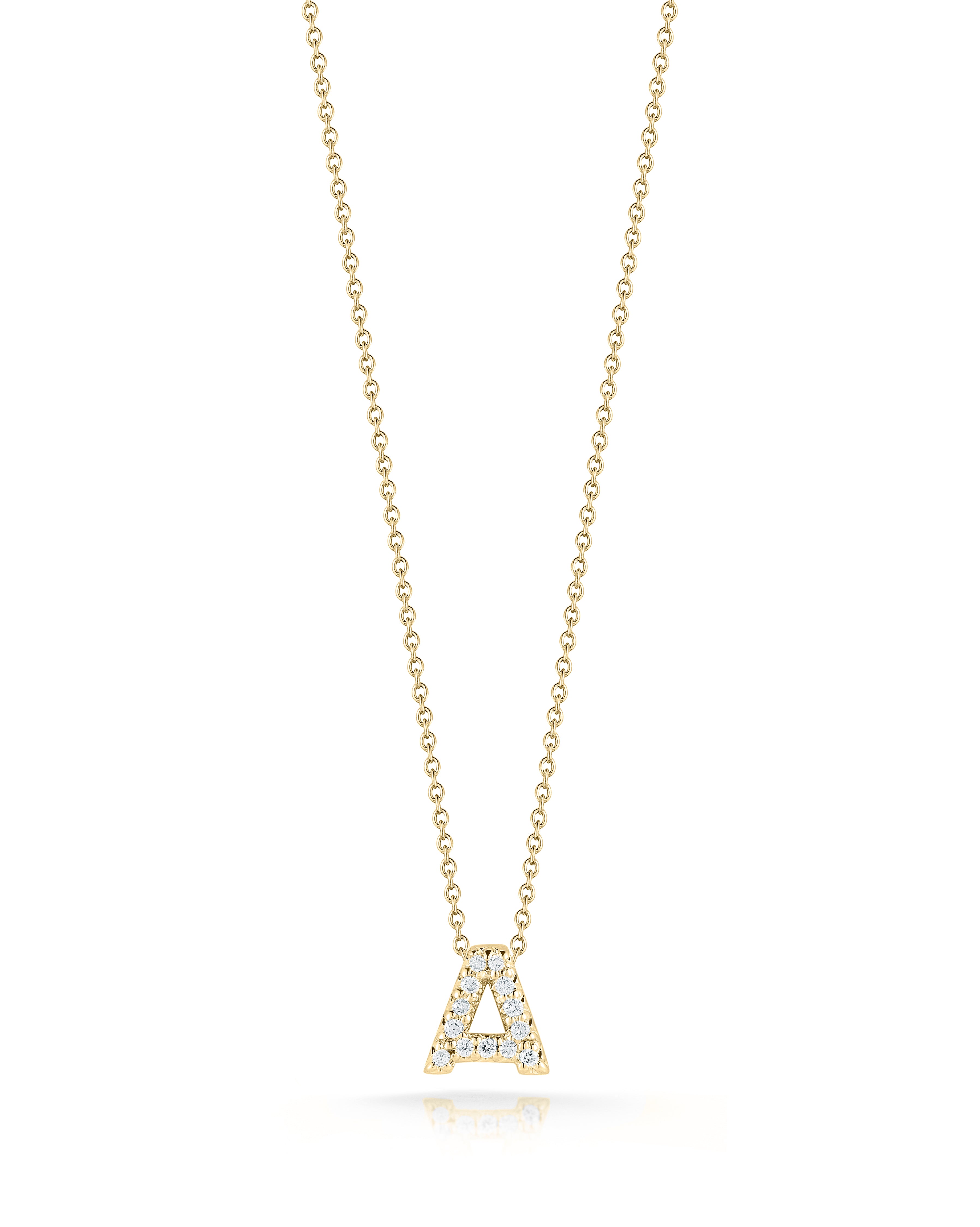18K YELLOW GOLD TINY TREASURES DIAMOND LOVE LETTER "A" NECKLACE