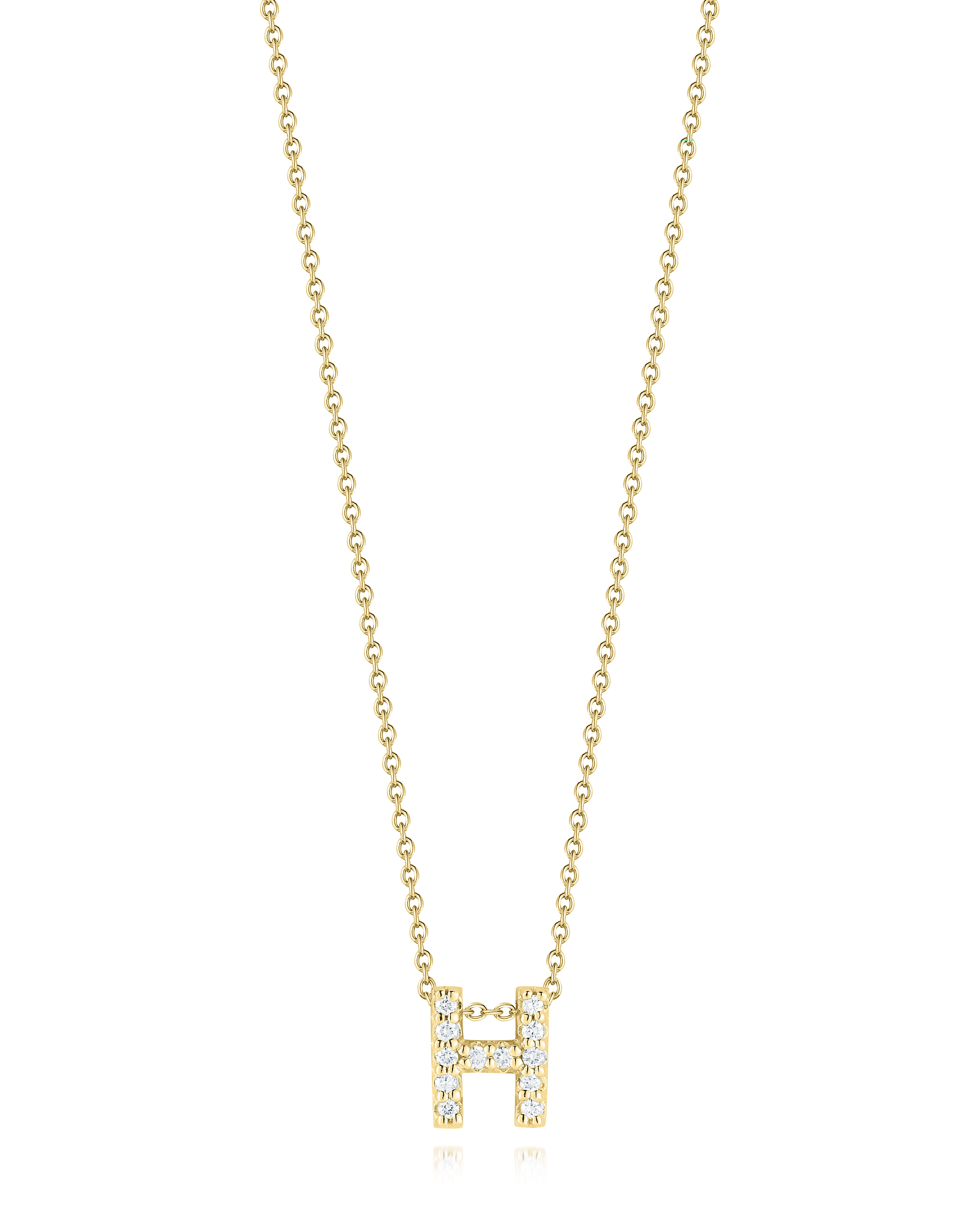 18K YELLOW GOLD TINY TREASURES DIAMOND LOVE LETTER "H" NECKLACE