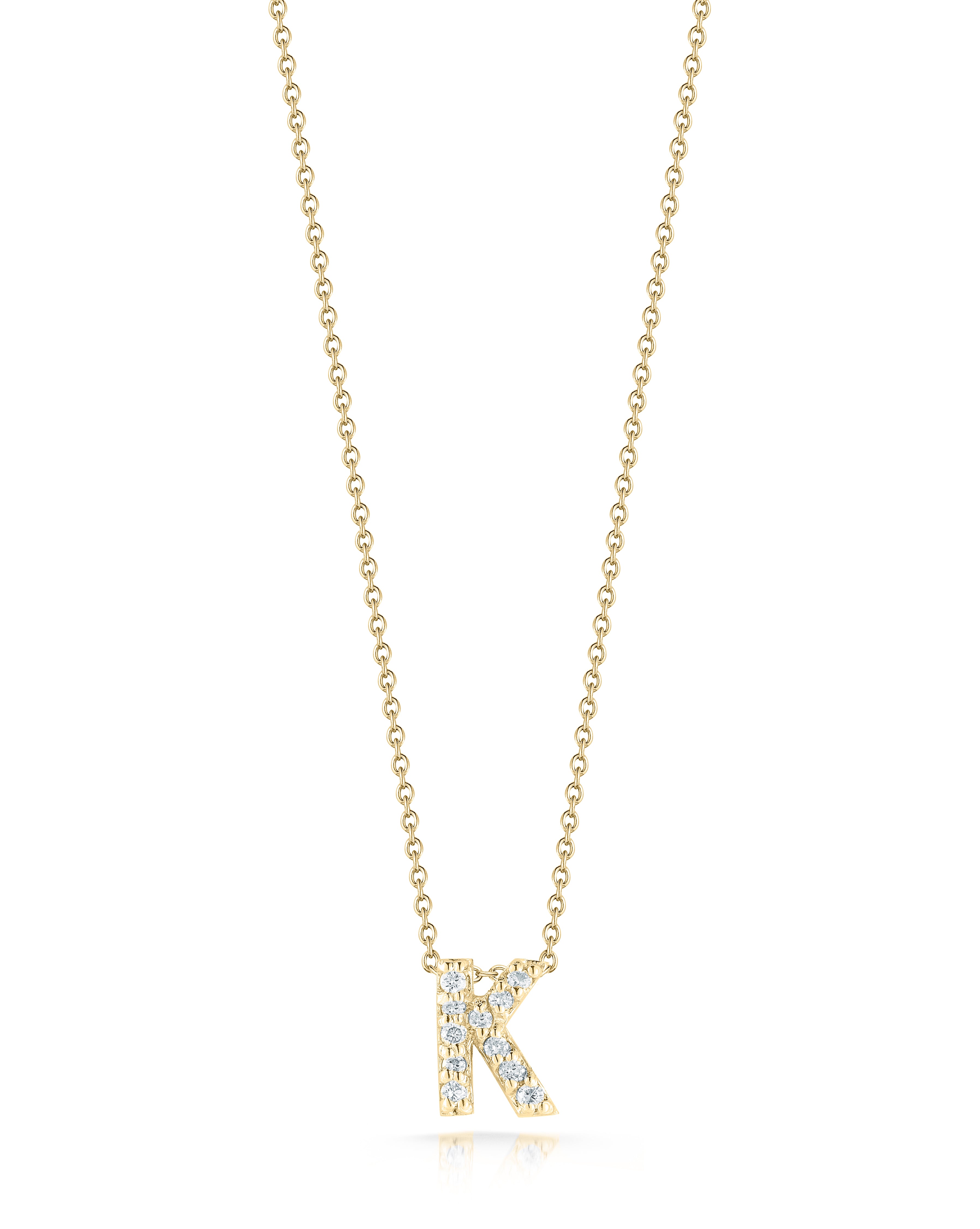 18K YELLOW GOLD TINY TREASURES DIAMOND LOVE LETTER "K" NECKLACE