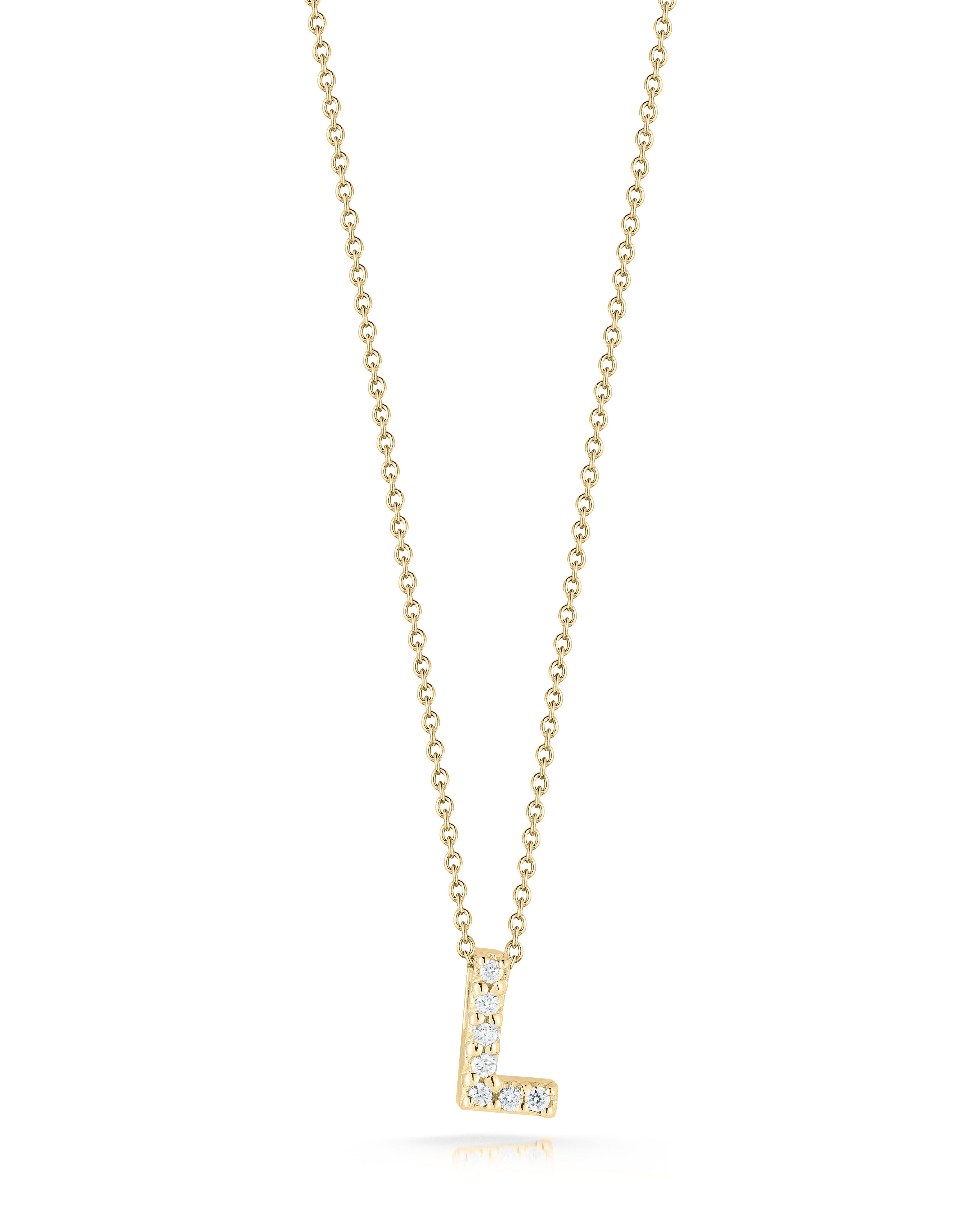 18K YELLOW GOLD TINY TREASURES DIAMOND LOVE LETTER "L" NECKLACE