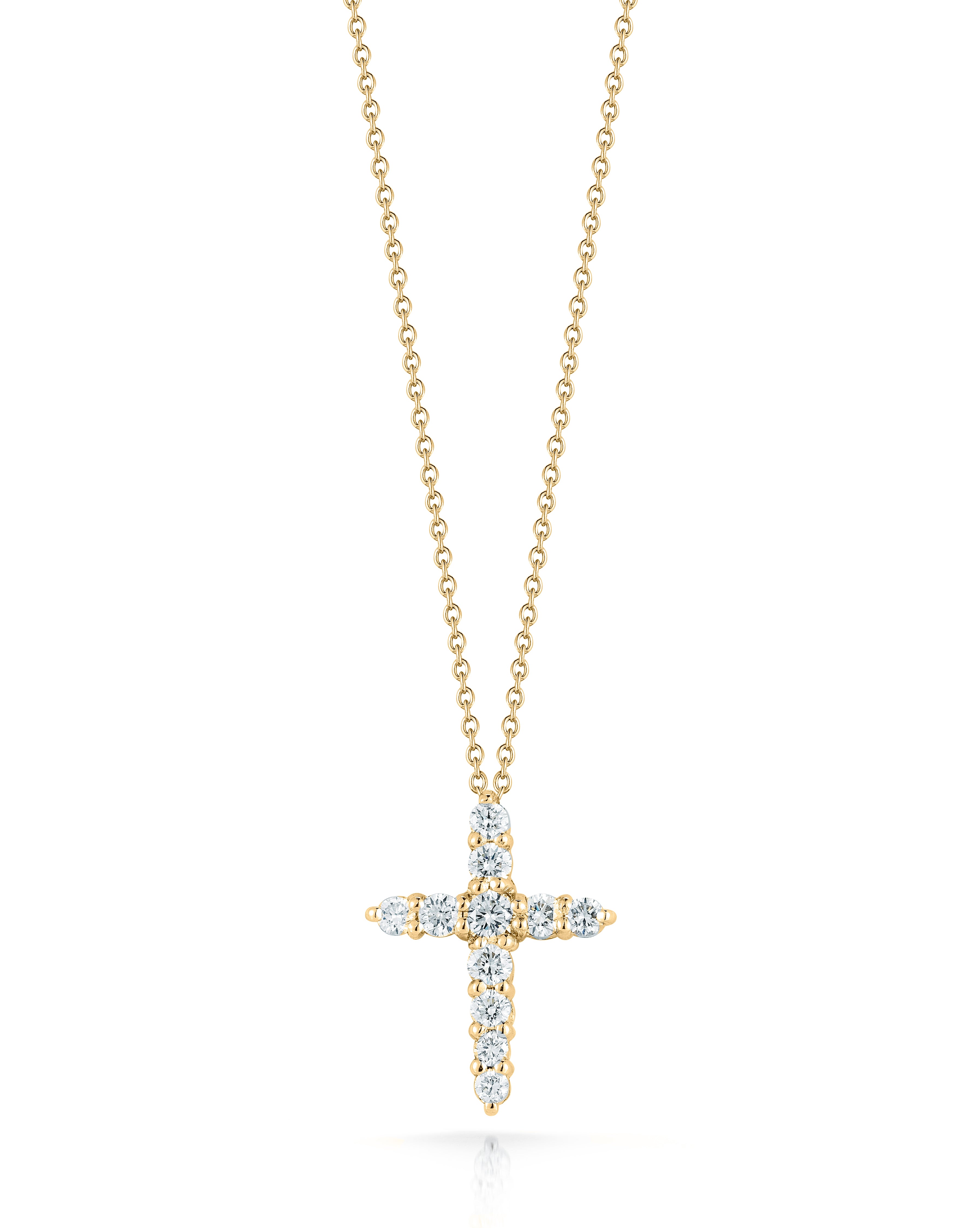 18K YELLOW GOLD TINY TREASURES DIAMOND TAPERED CROSS NECKLACE