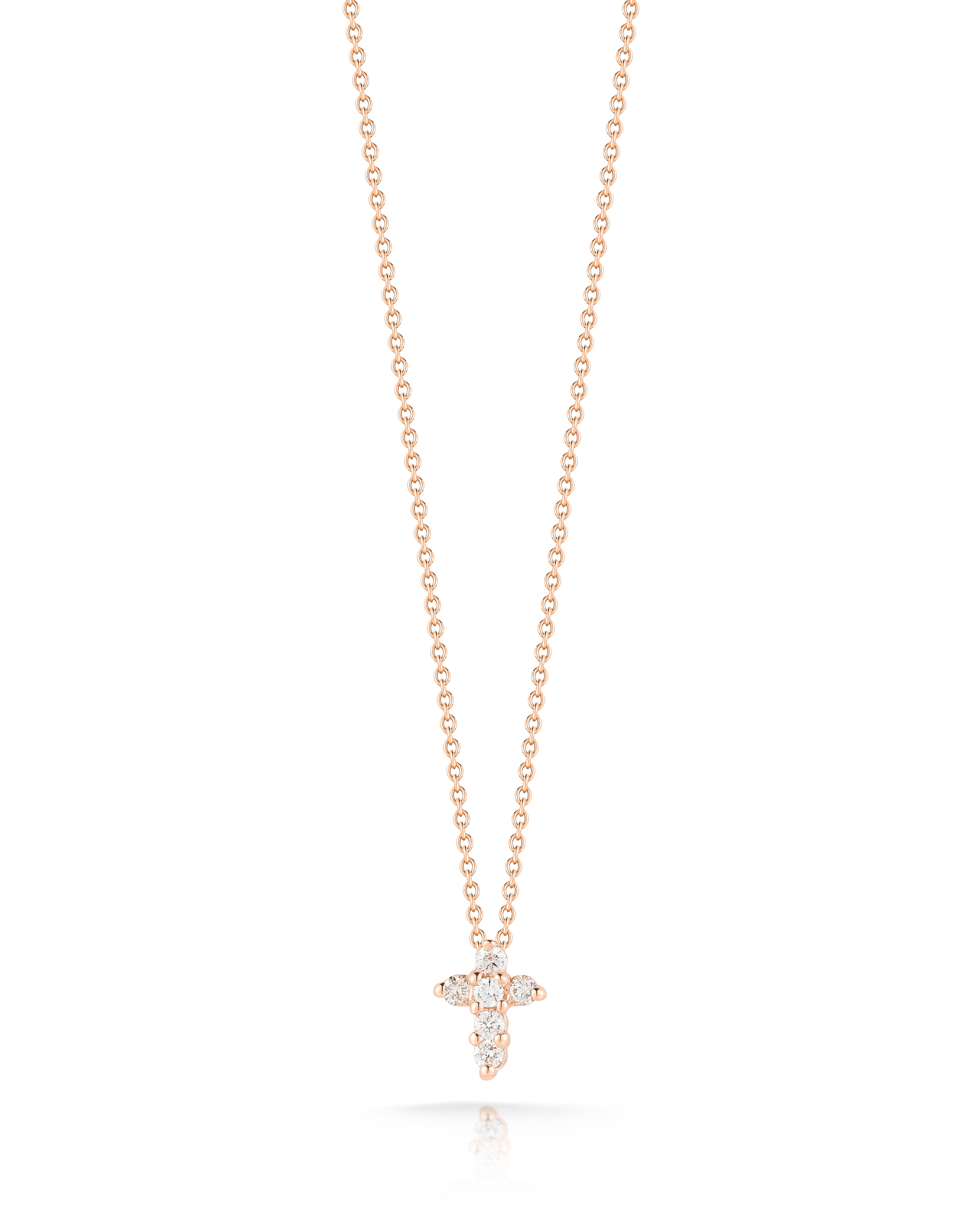 18K ROSE GOLD TINY TREASURES DIAMOND BABY CROSS NECKLACE