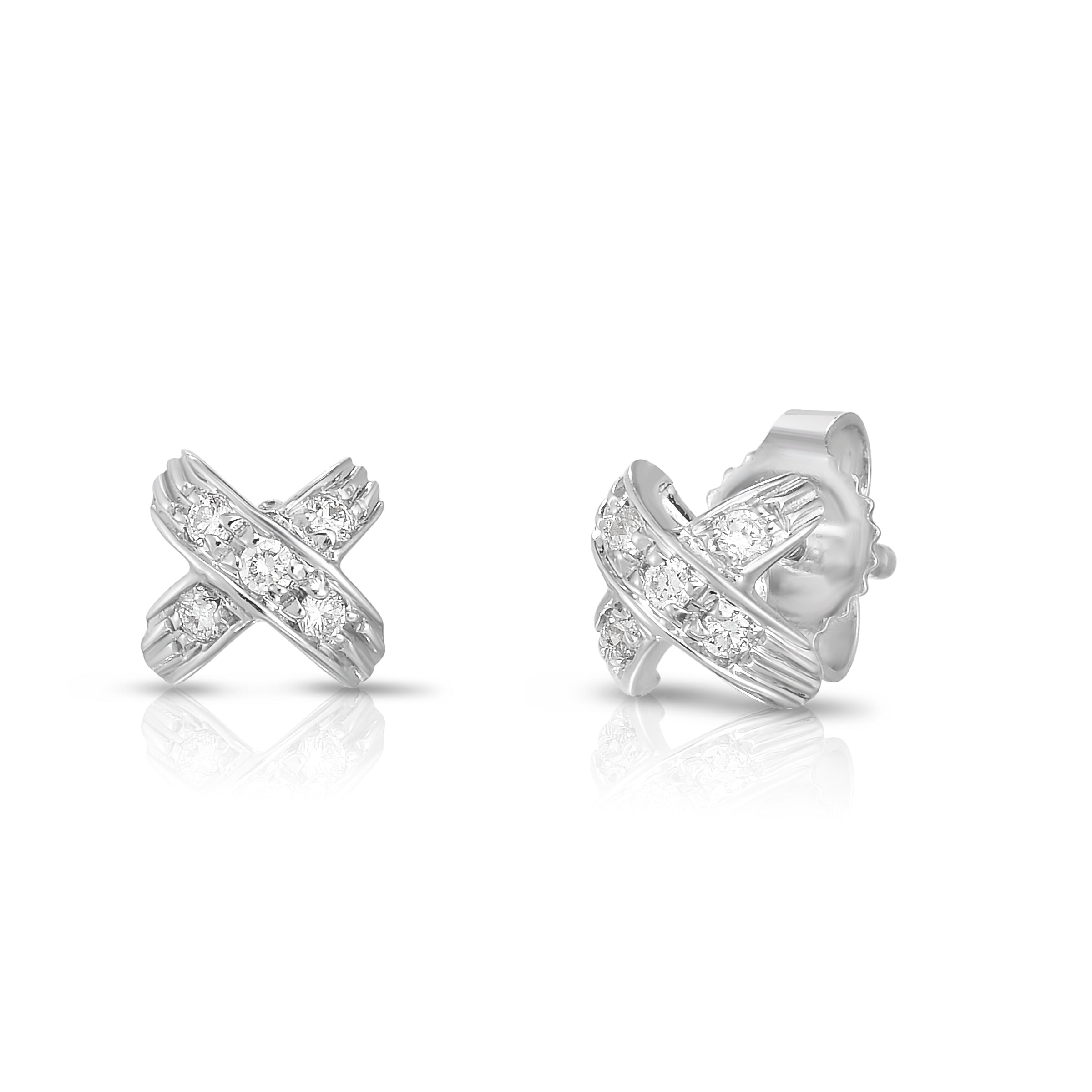 18K WHITE GOLD TINY TREASURES 'X' PAVE EARRRINGS