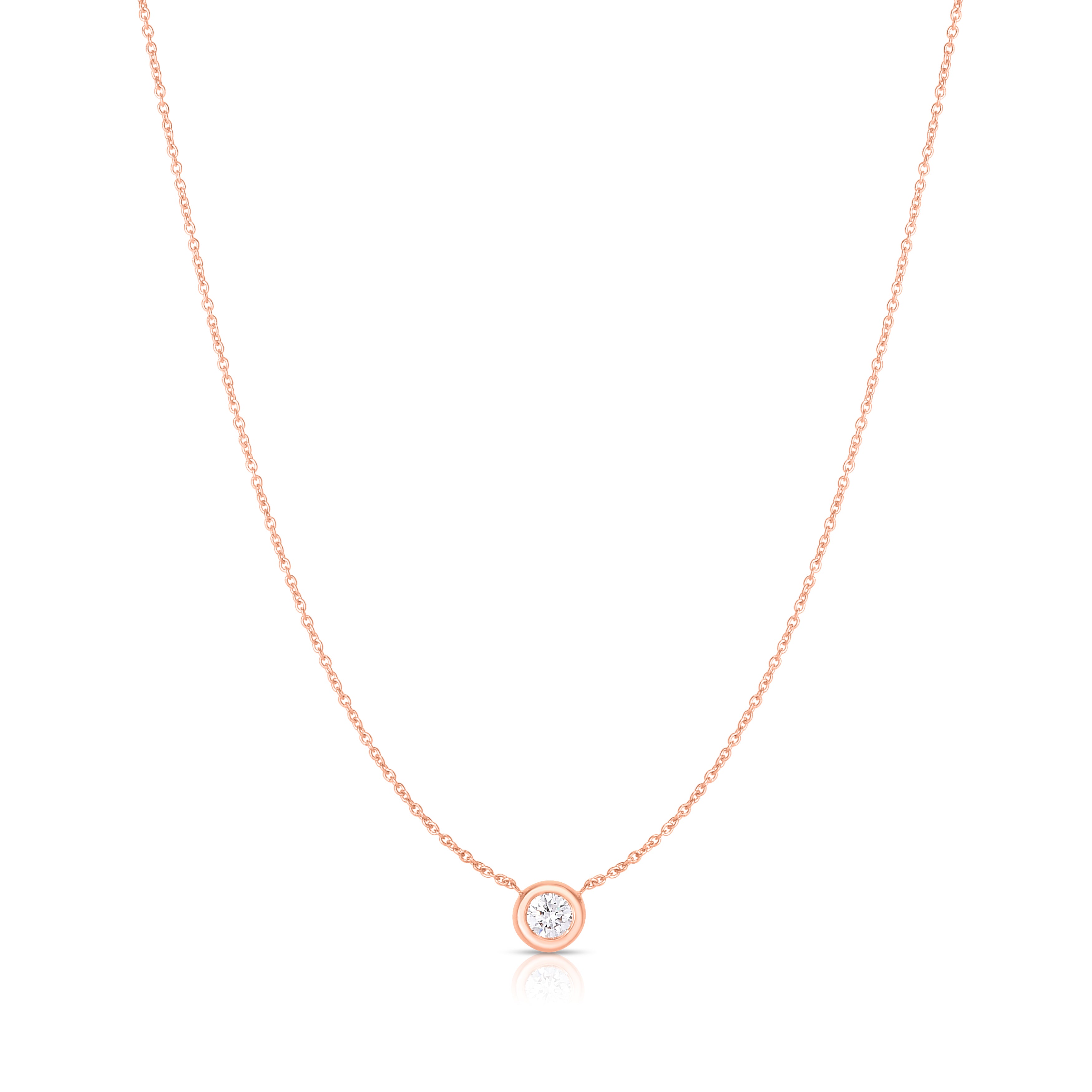 18K ROSE GOLD DIAMONDS BY THE INCH BEZEL SET SOLITAIRE NECKLACE