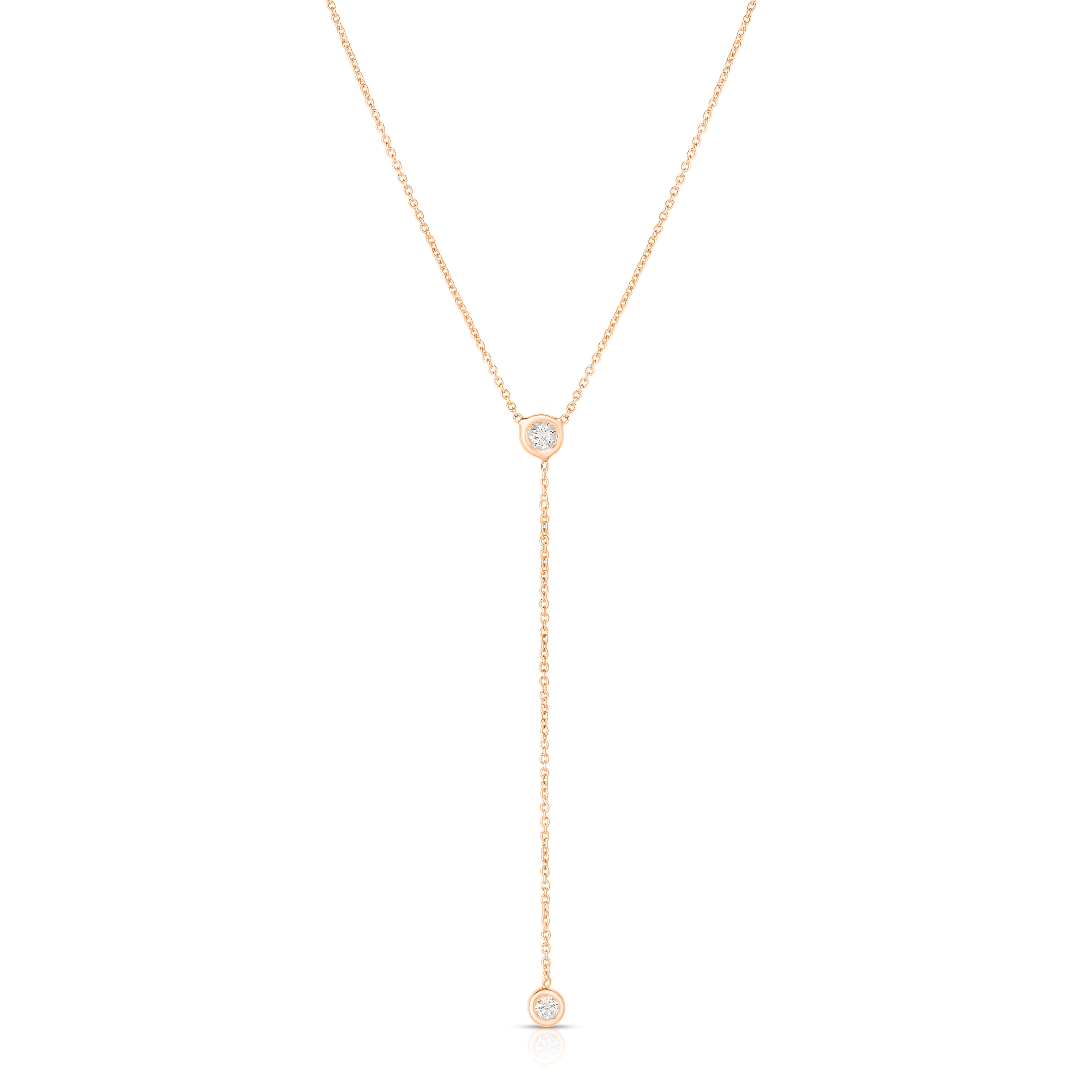 18K ROSE GOLD DIAMONDS BY THE INCH DANGLE BEZEL NECKLACE
