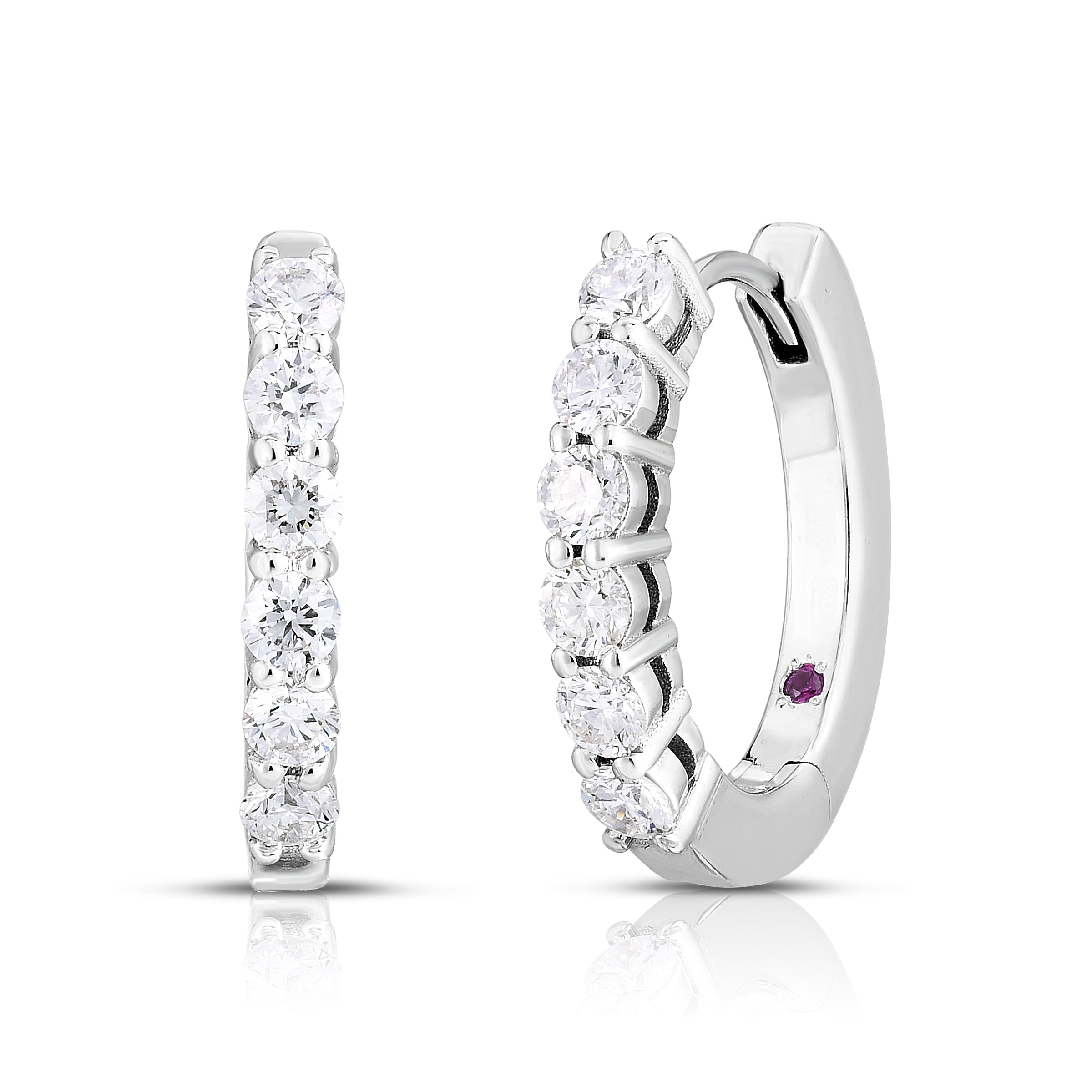 18K WHITE GOLD THE PERFECT DIAMOND HOOP® SINGLE LINE OVAL EARRINGS
