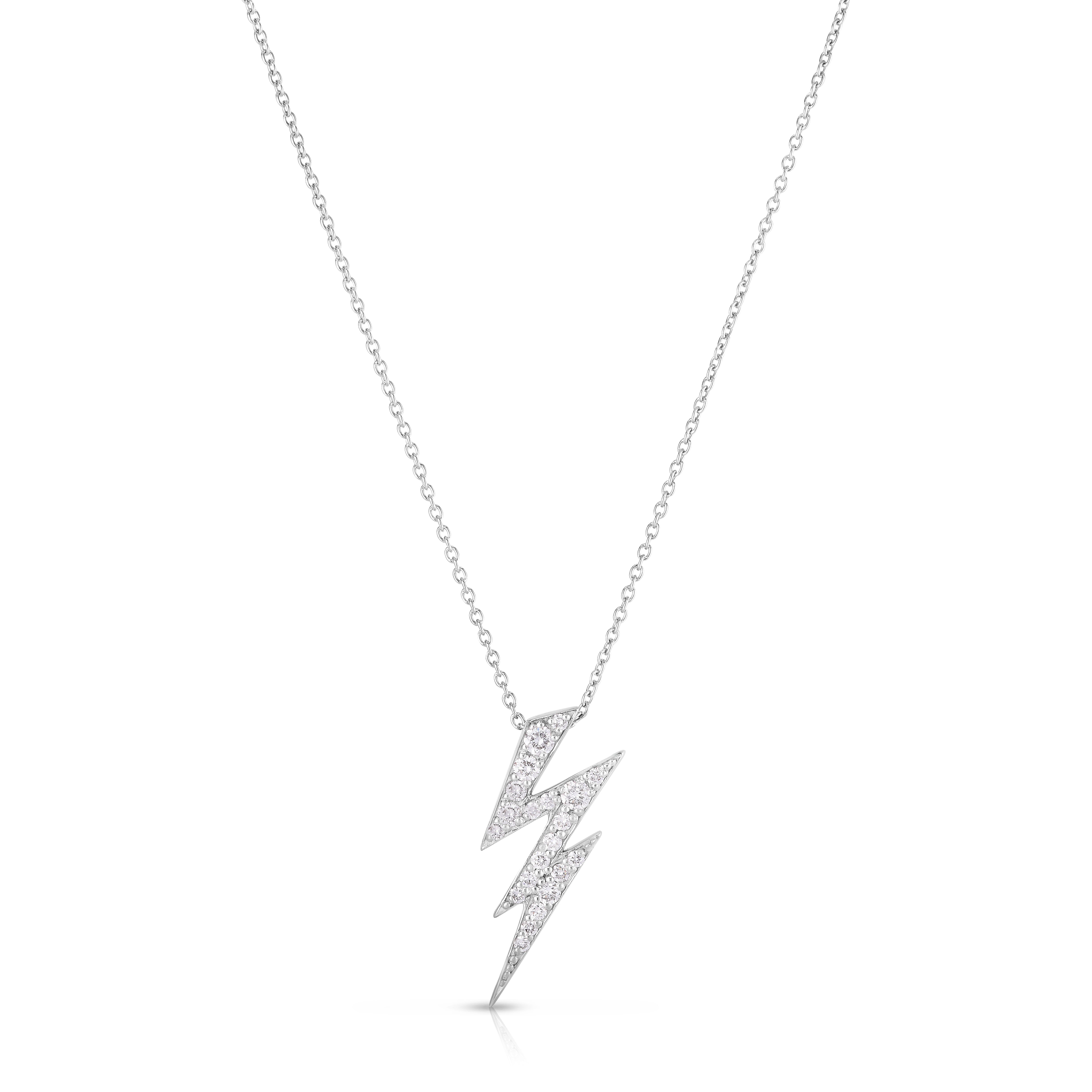 18K WHITE GOLD TINY TREASURES DIAMOND LIGHTNING BOLT NECKLACE