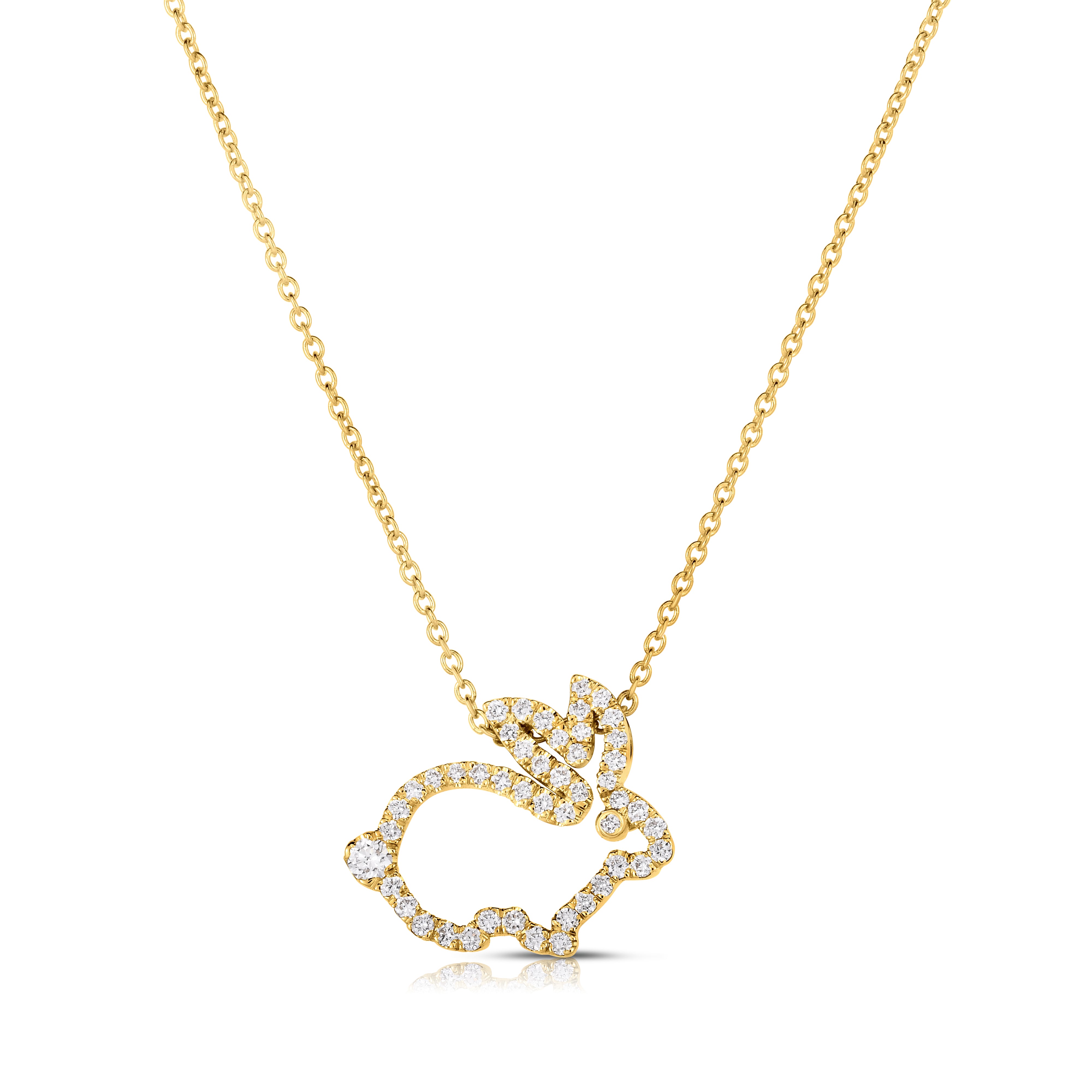 18K YELLOW GOLD TINY TREASURES DIAMOND OUTLINE RABBIT NECKLACE