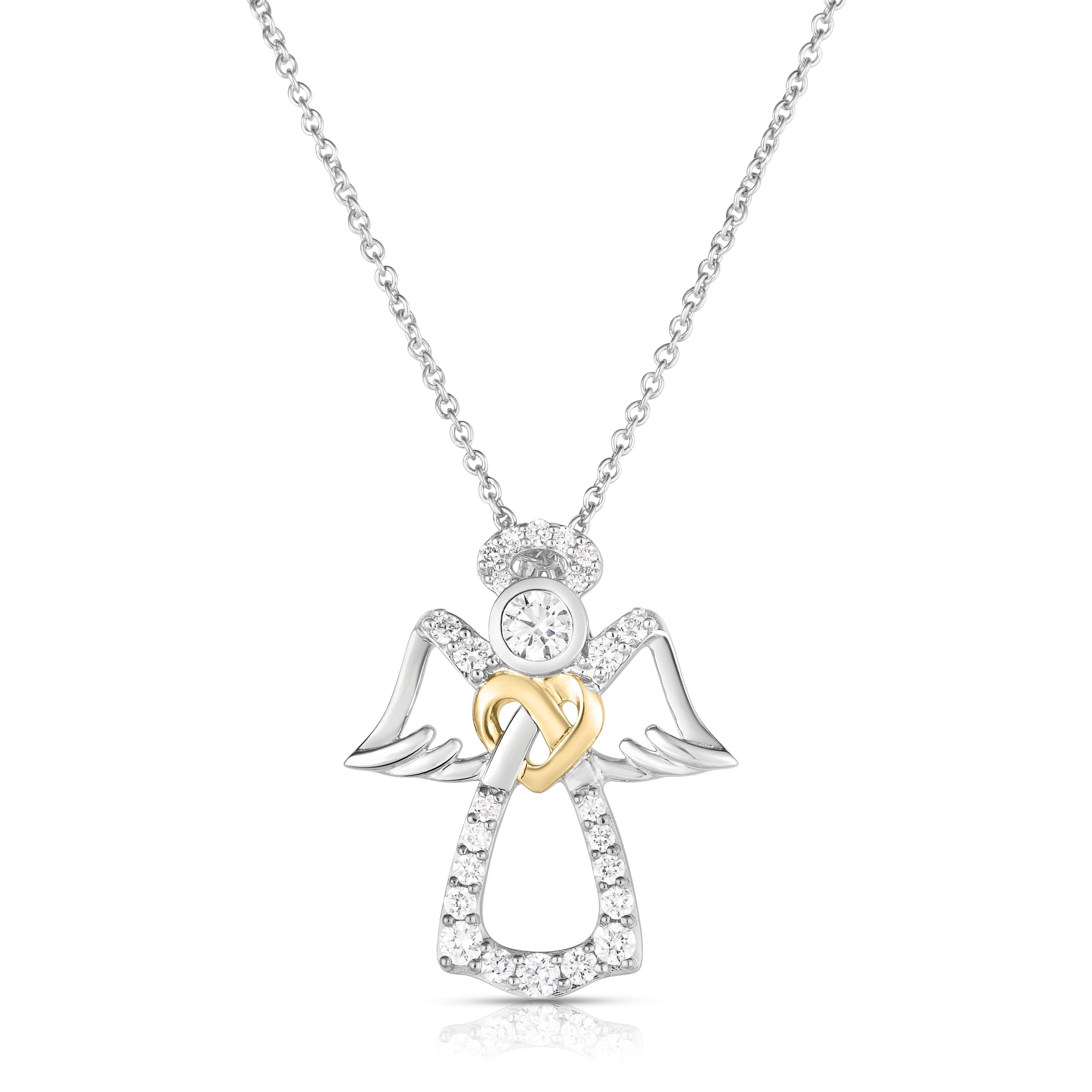 18K WHITE/YELLOW GOLD TINY TREASURES DIAMOND ANGEL NECKLACE