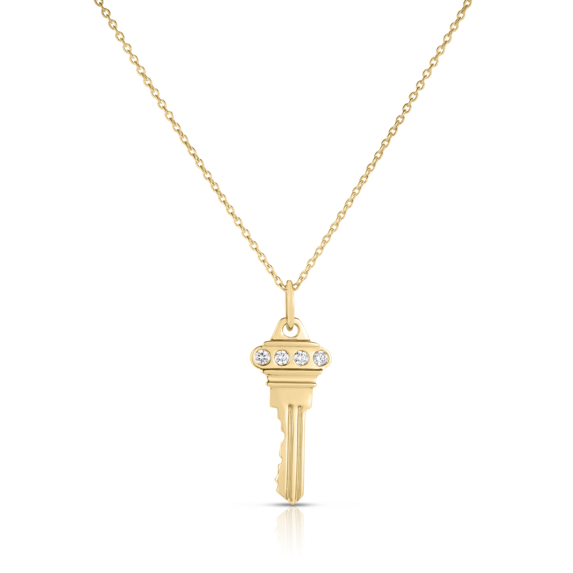 18K YELLOW GOLD TINY TREASURES DIAMOND ACCENT KEY NECKLACE