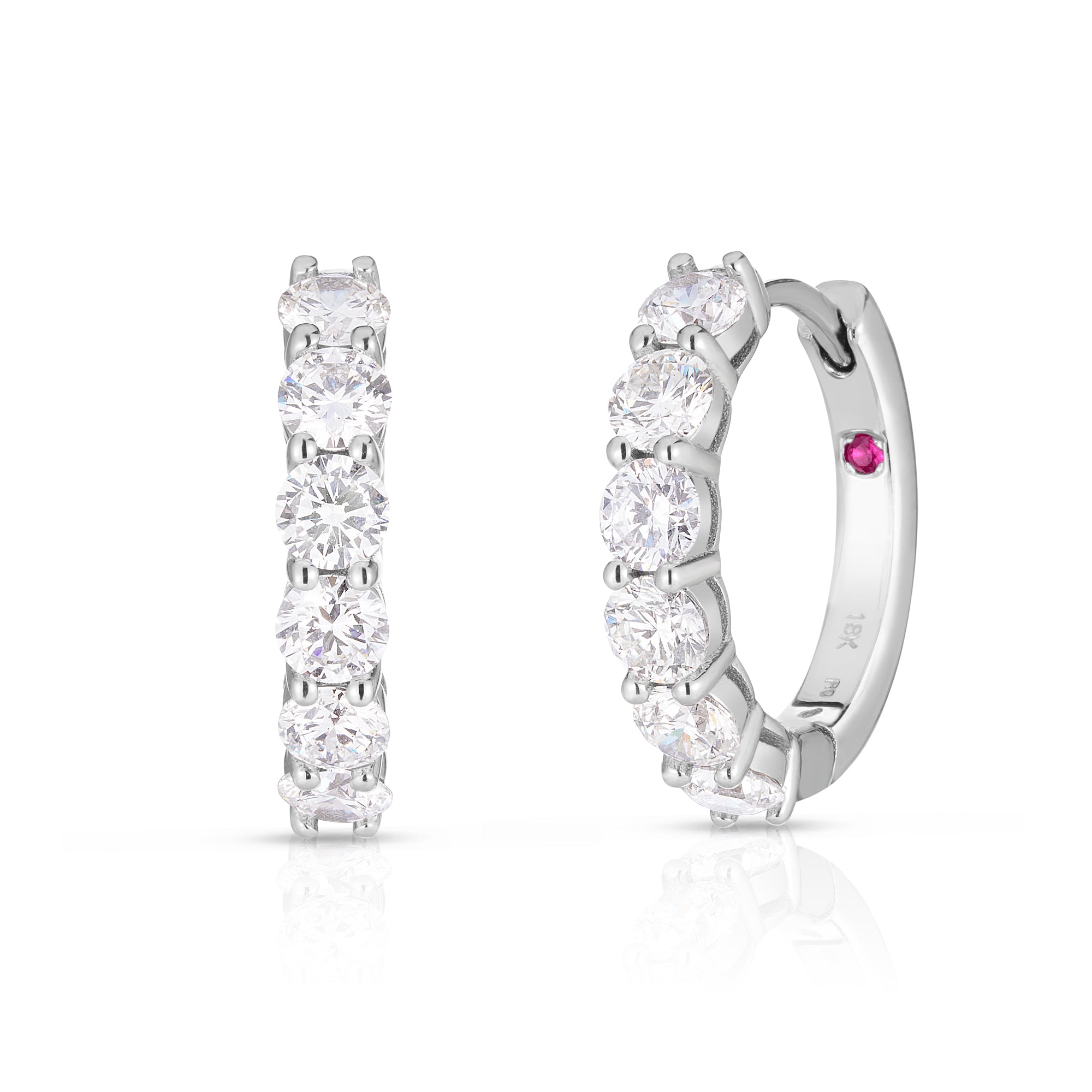 18K WHITE GOLD THE PERFECT DIAMOND HOOP® SINGLE LINE EARRINGS