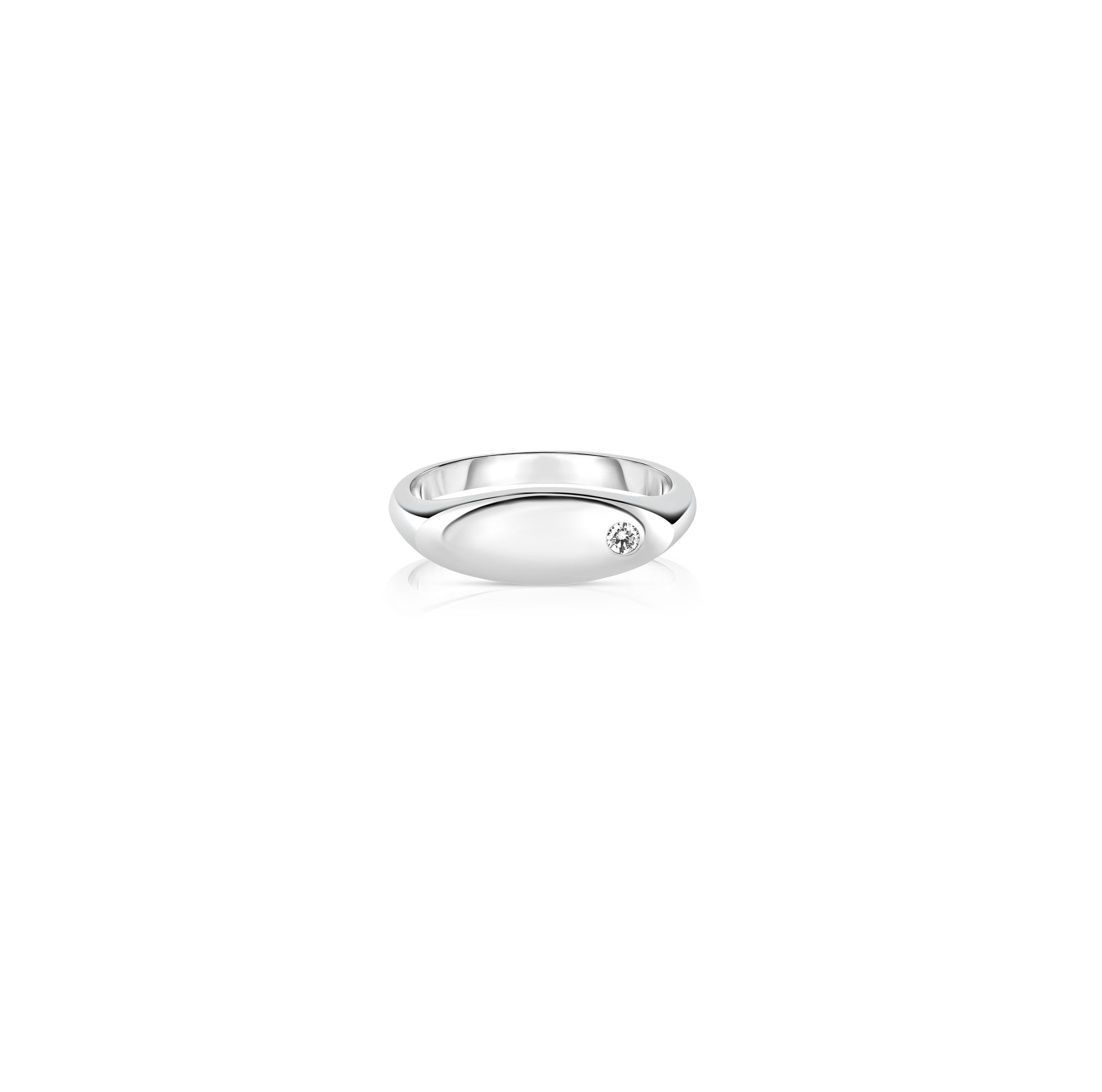 18K WHITE GOLD SMALL DIAMOND SIGNET RING