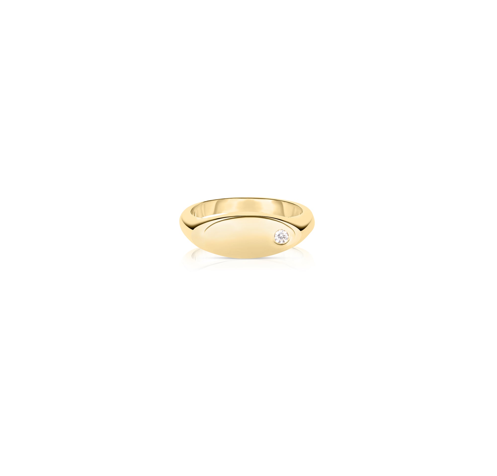 18K YELLOW GOLD SMALL DIAMOND SIGNET RING