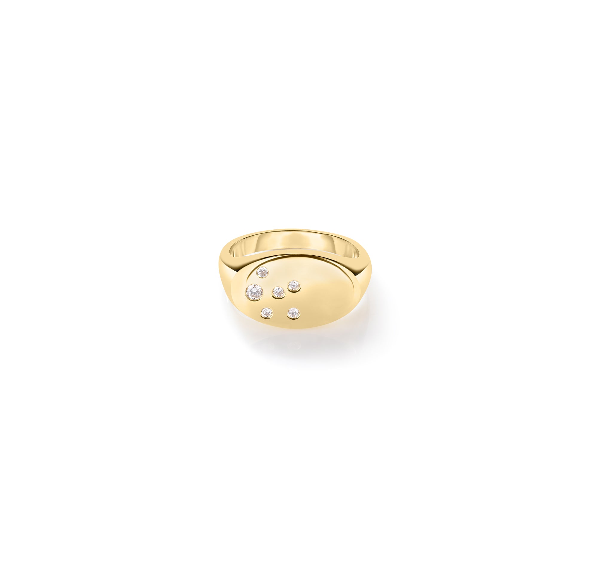 18K YELLOW GOLD LARGE DIAMOND SIGNET RING