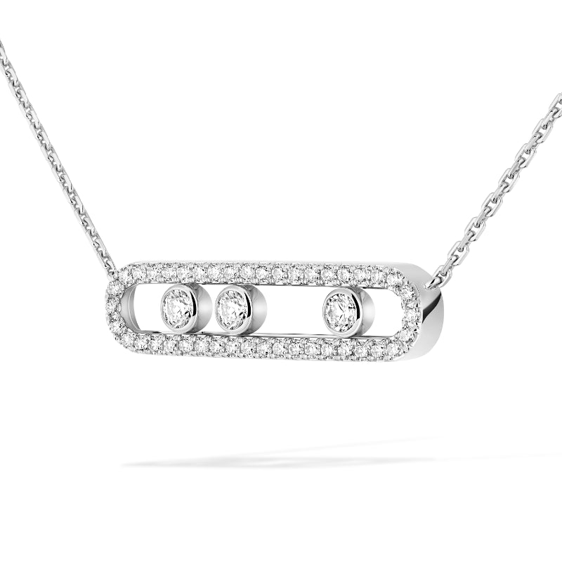 18K White Gold Diamond Move Pavé Necklace