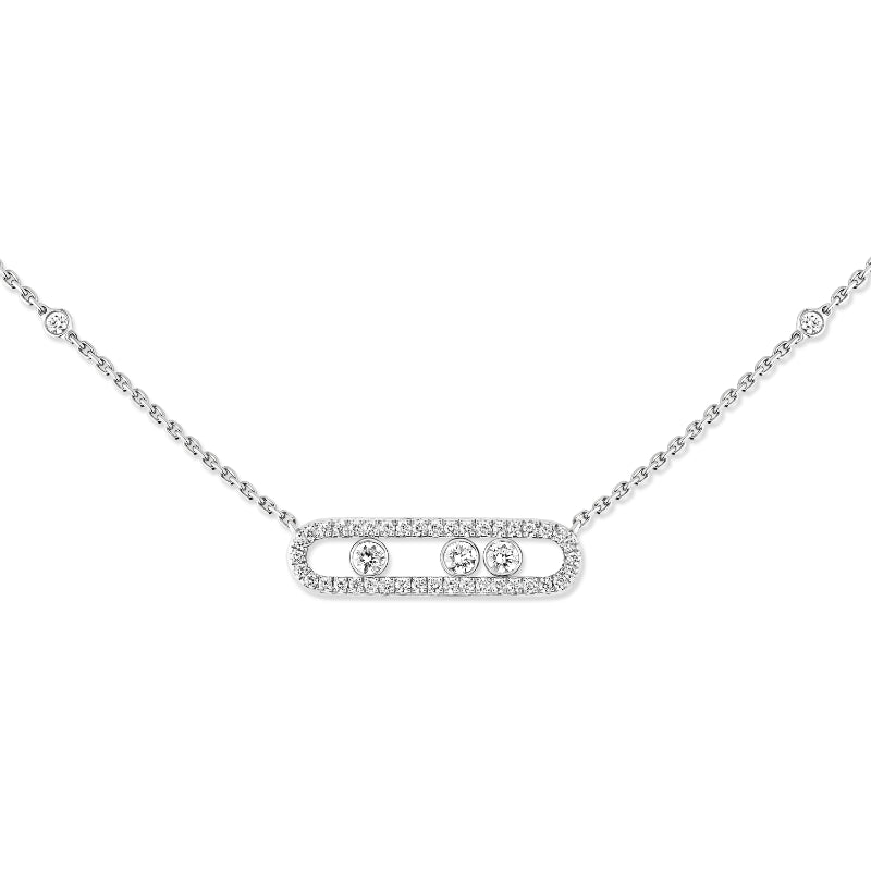 18K White Gold Diamond Baby Move Pavé Necklace