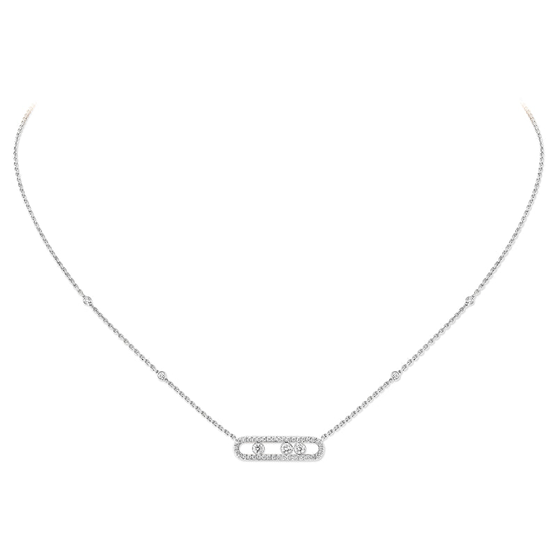 18K White Gold Diamond Baby Move Pavé Necklace