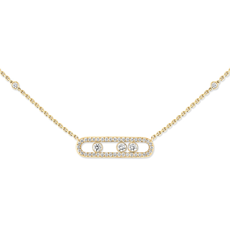 18K Yellow Gold Diamond Baby Move Pavé Necklace