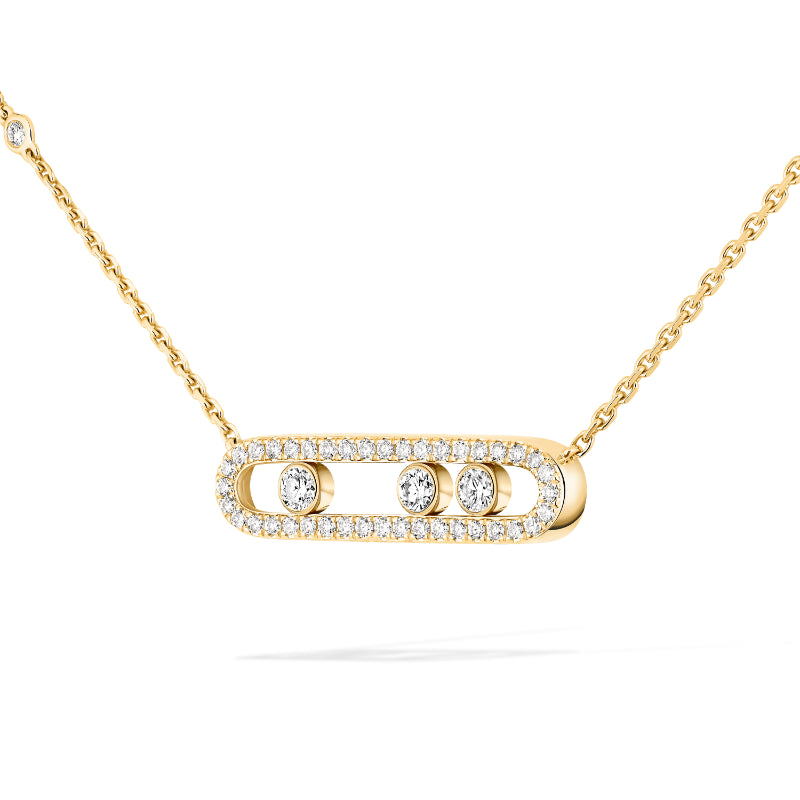 18K Yellow Gold Diamond Baby Move Pavé Necklace