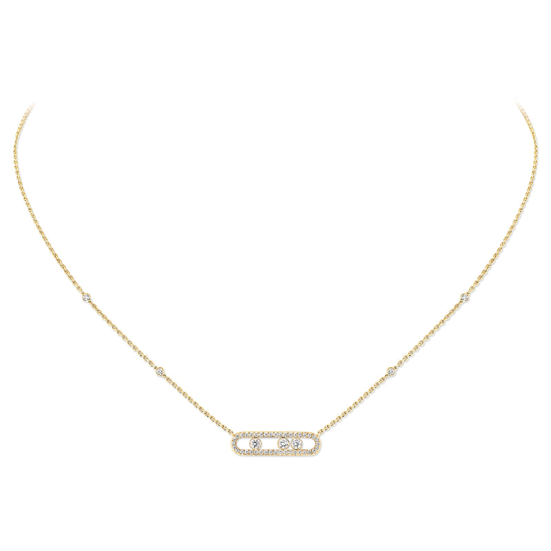 18K Yellow Gold Diamond Baby Move Pavé Necklace