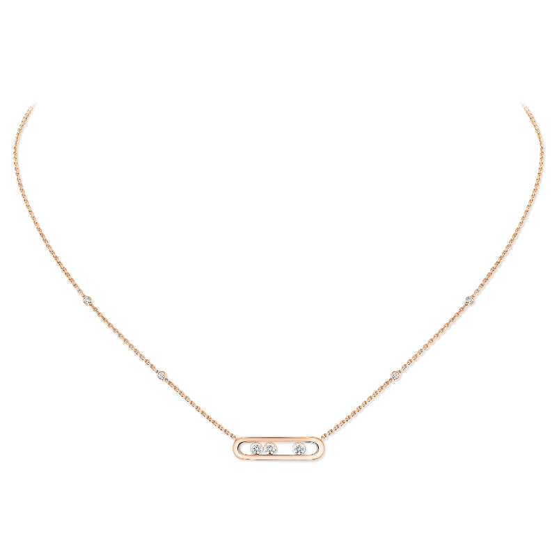 18K Pink Gold Diamond Baby Move Necklace