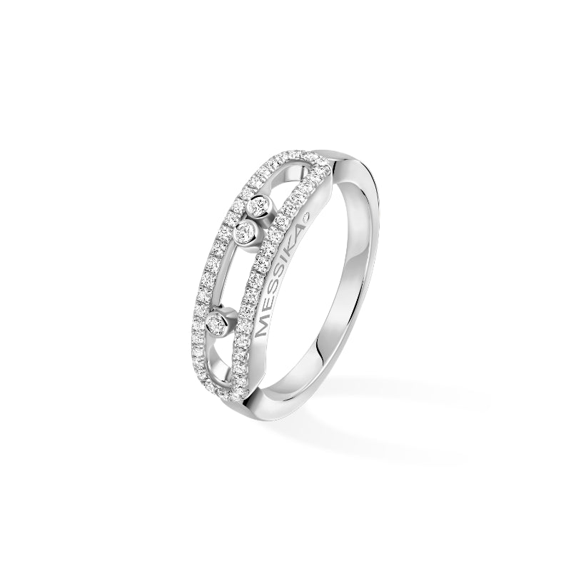 18K White Gold Diamond Baby Move Ring