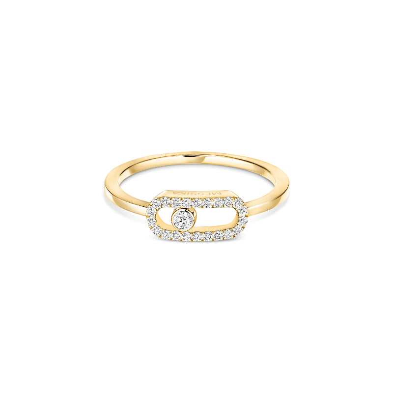 18K Yellow Gold Diamond Move Uno Half Pavé Ring