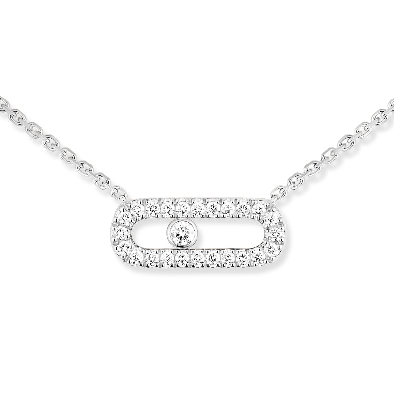 18K White Gold Diamond Move Uno Pavé Necklace