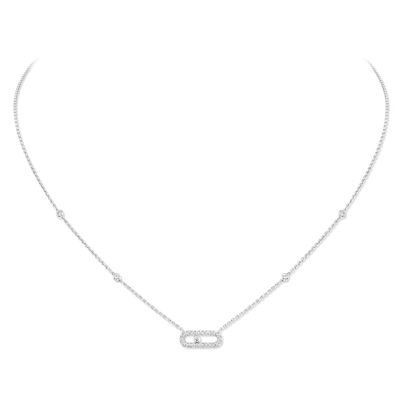 18K White Gold Diamond Move Uno Pavé Necklace