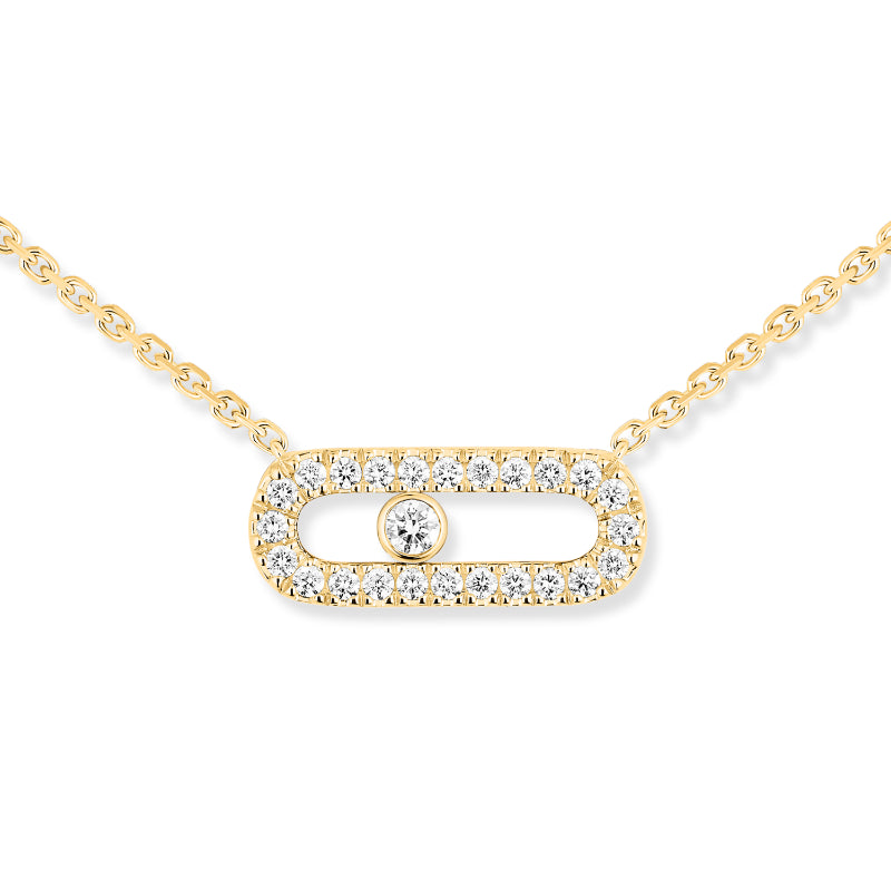 18K Yellow Gold Diamond Move Uno Pavé Necklace